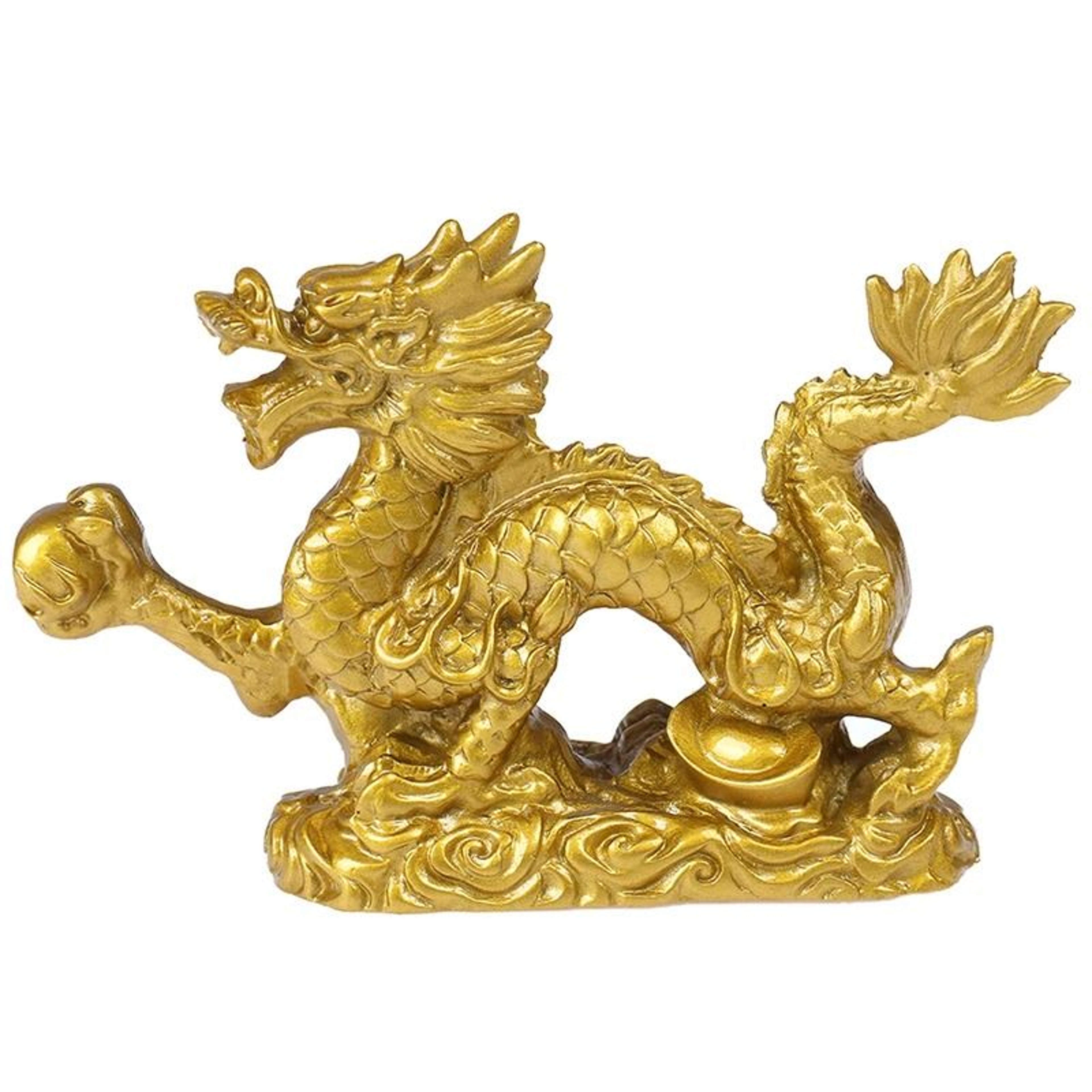 Golden Dragon Statue Chinese Zodiac Feng Shui Desk Decor 1
