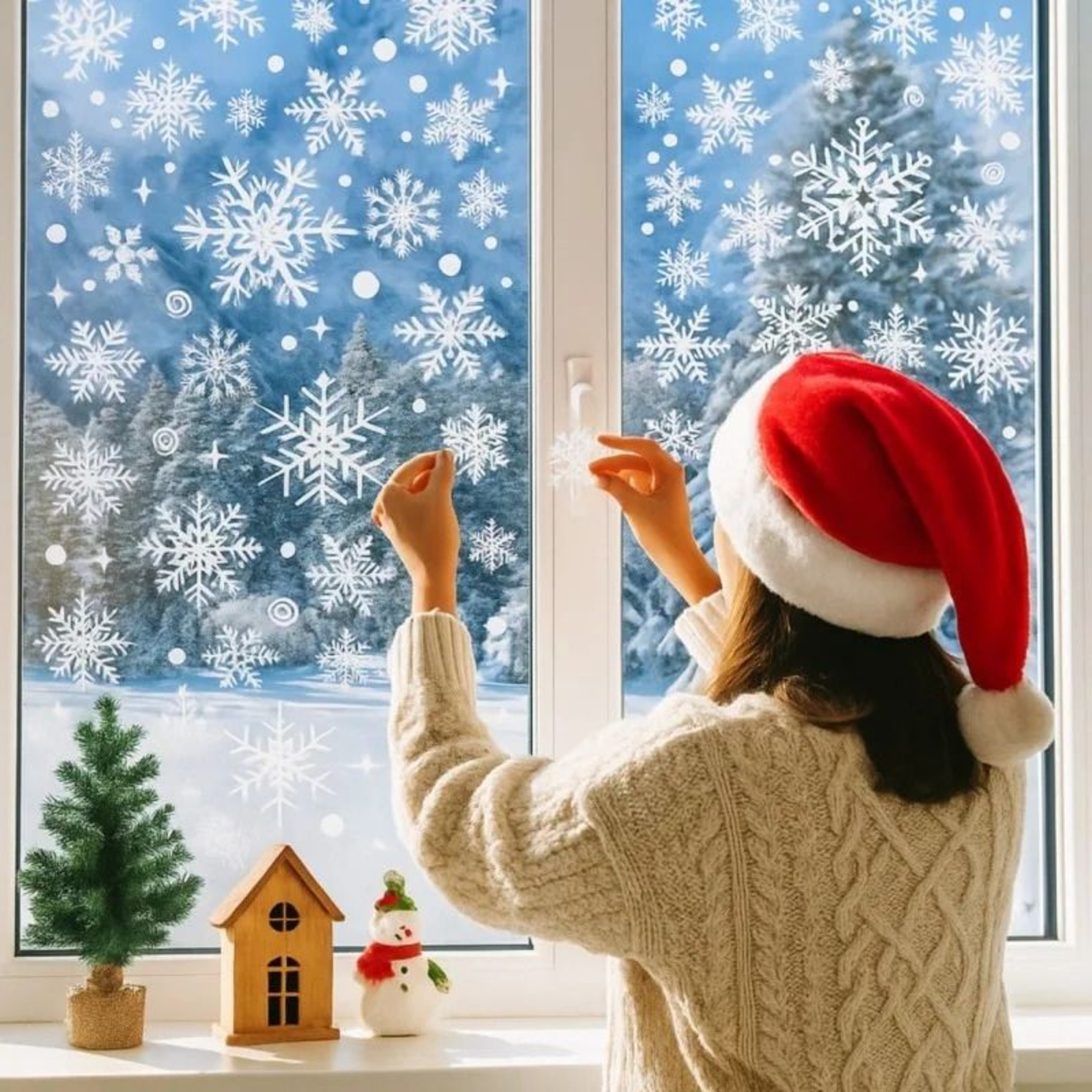 Christmas Window Stickers Snowflake Wall Decals Removable Holiday Window Decoration 5