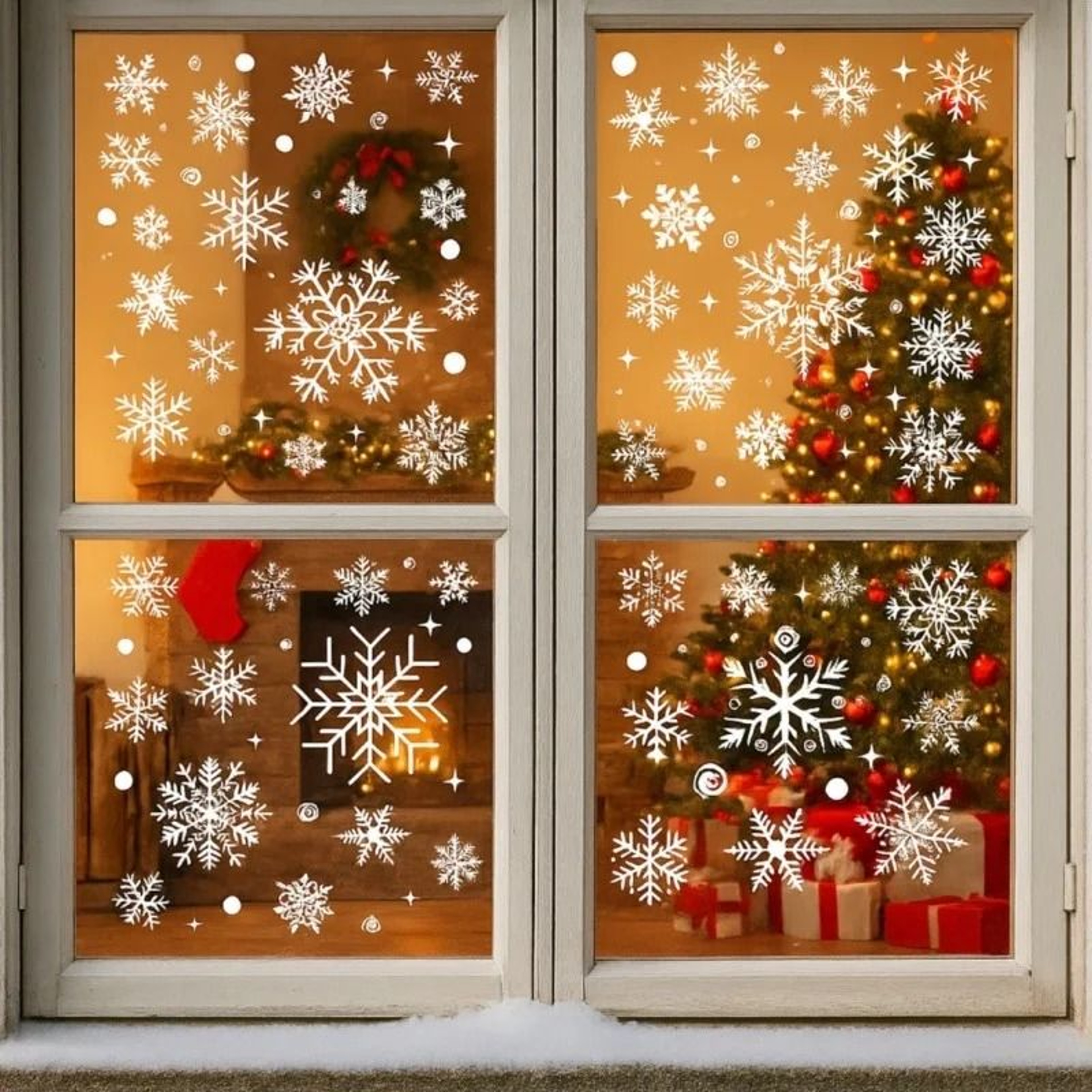 Christmas Window Stickers Snowflake Wall Decals Removable Holiday Window Decoration 0