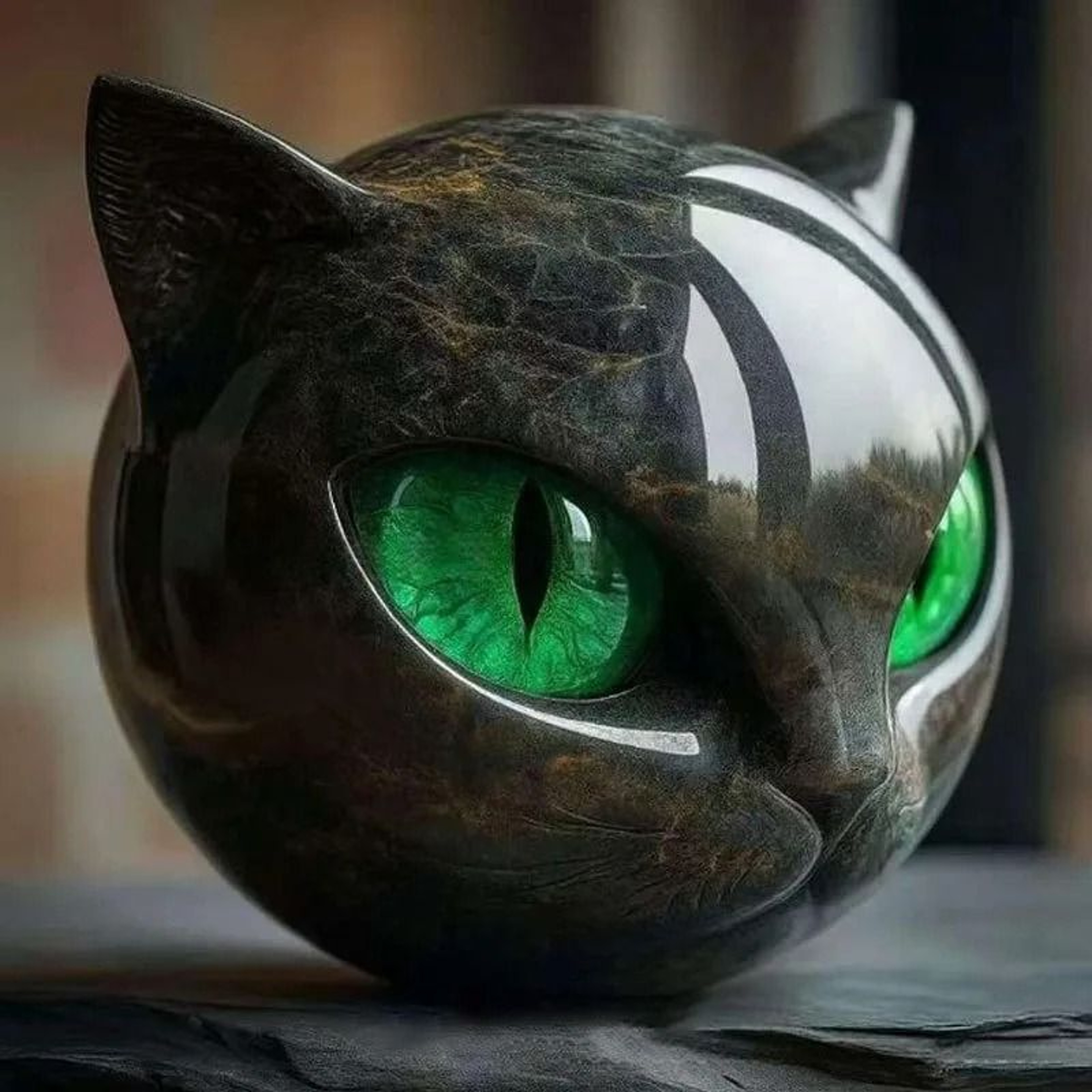 Black Cat Sculpture Resin Cat Head Decor Modern Luxury Home Accent 1