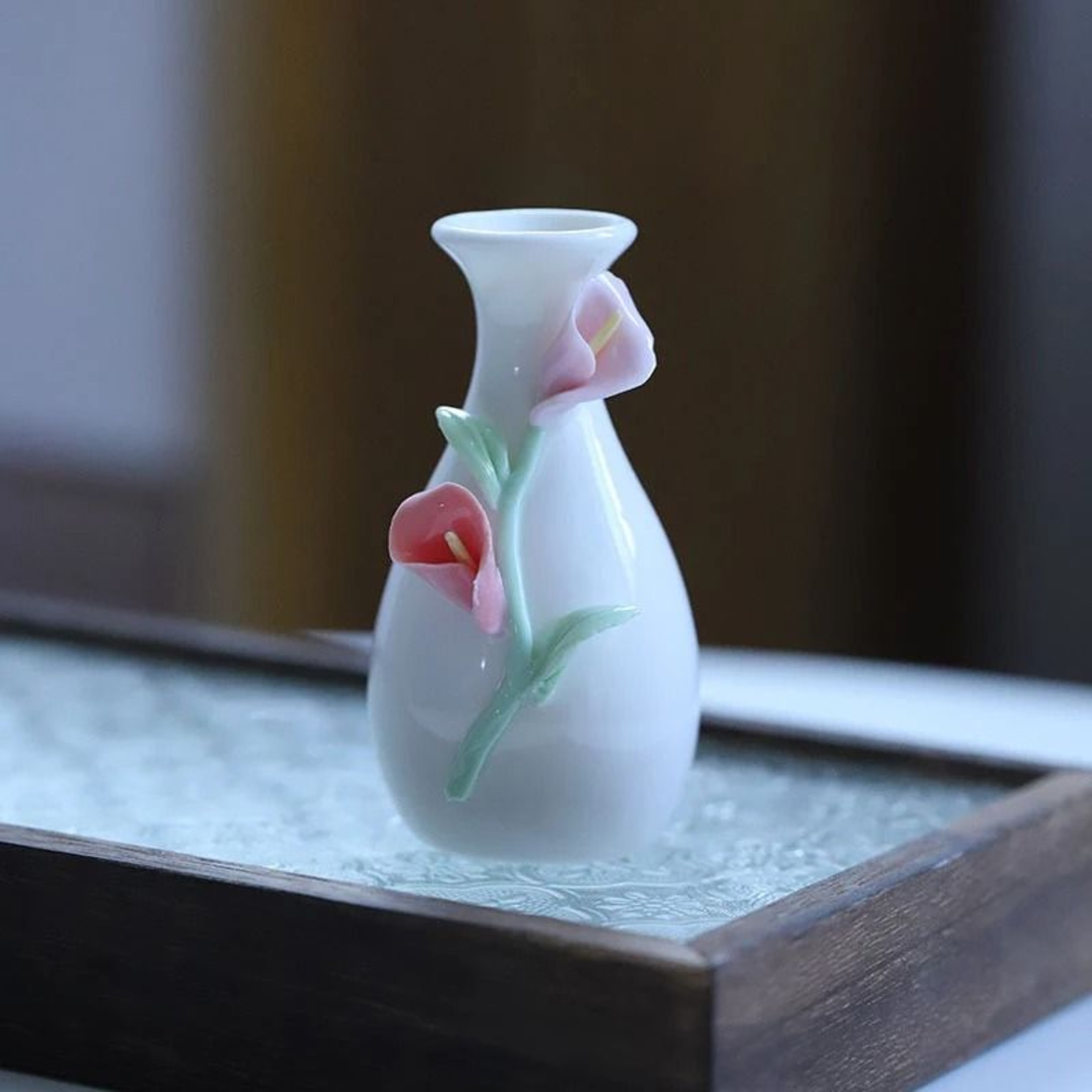 Ceramic Mini Vase Toothpick Holder Jar Chinese Style Cotton Swab Storage Decor 2