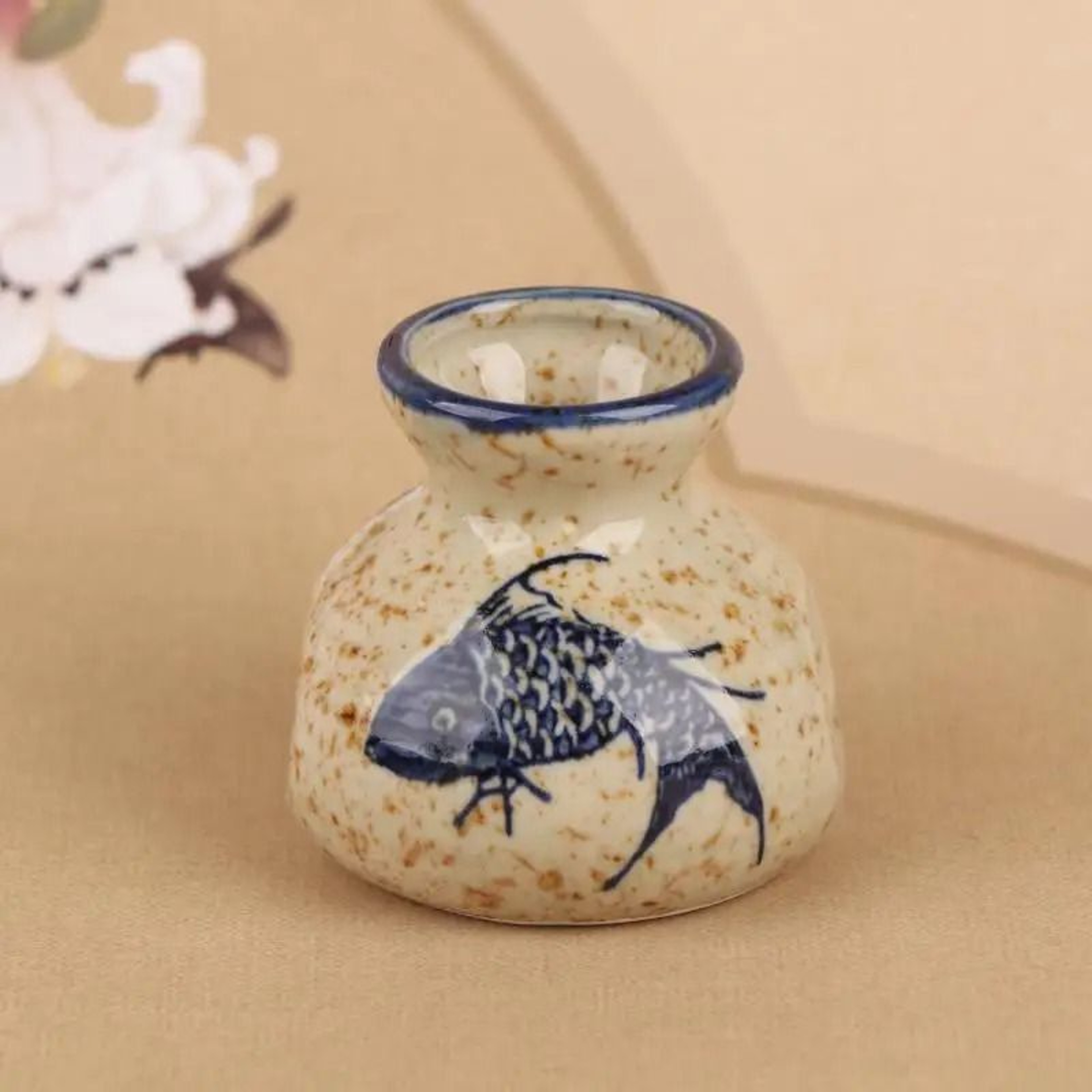 Ceramic Mini Vase Toothpick Holder Jar Chinese Style Cotton Swab Storage Decor 16