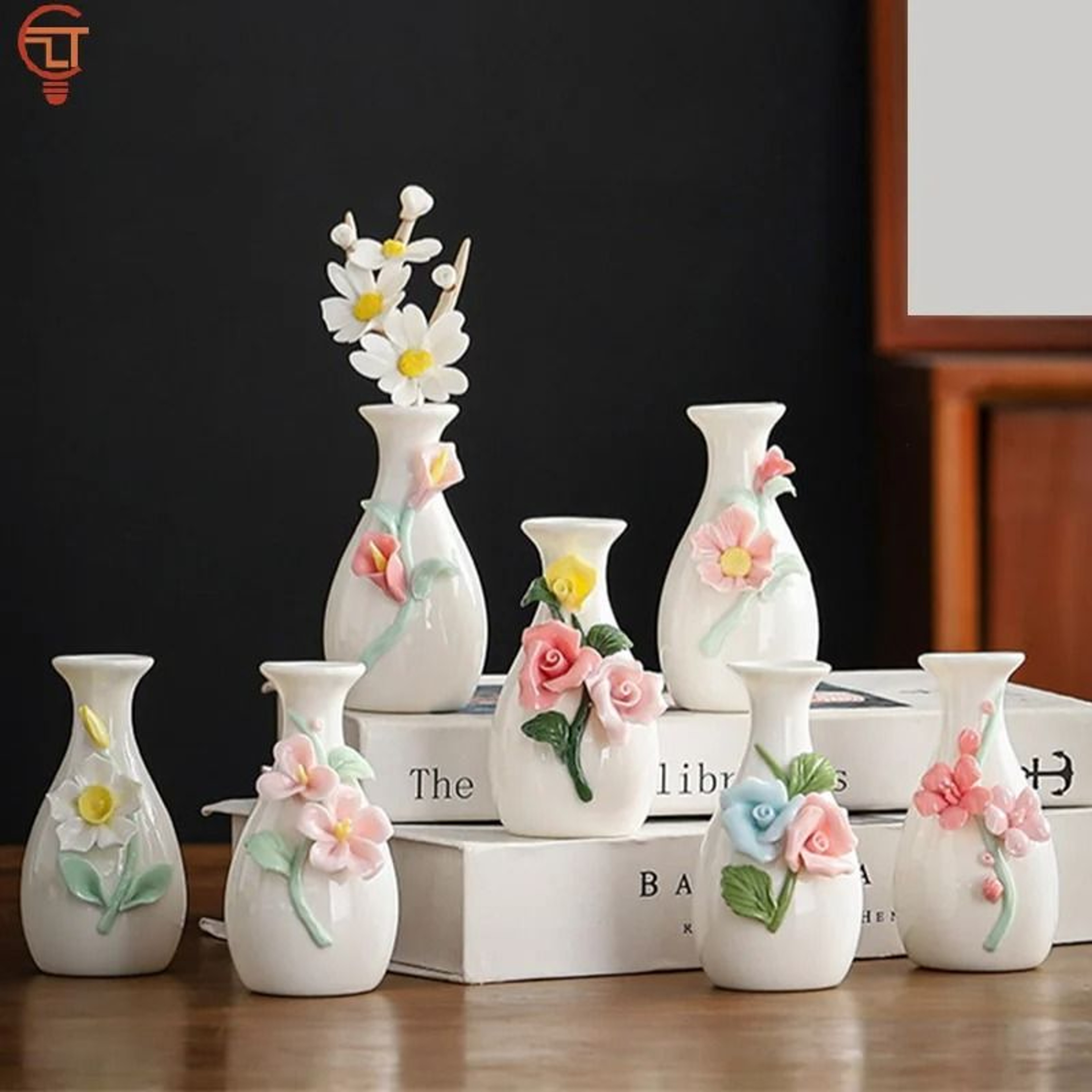Ceramic Mini Vase Toothpick Holder Jar Chinese Style Cotton Swab Storage Decor 0