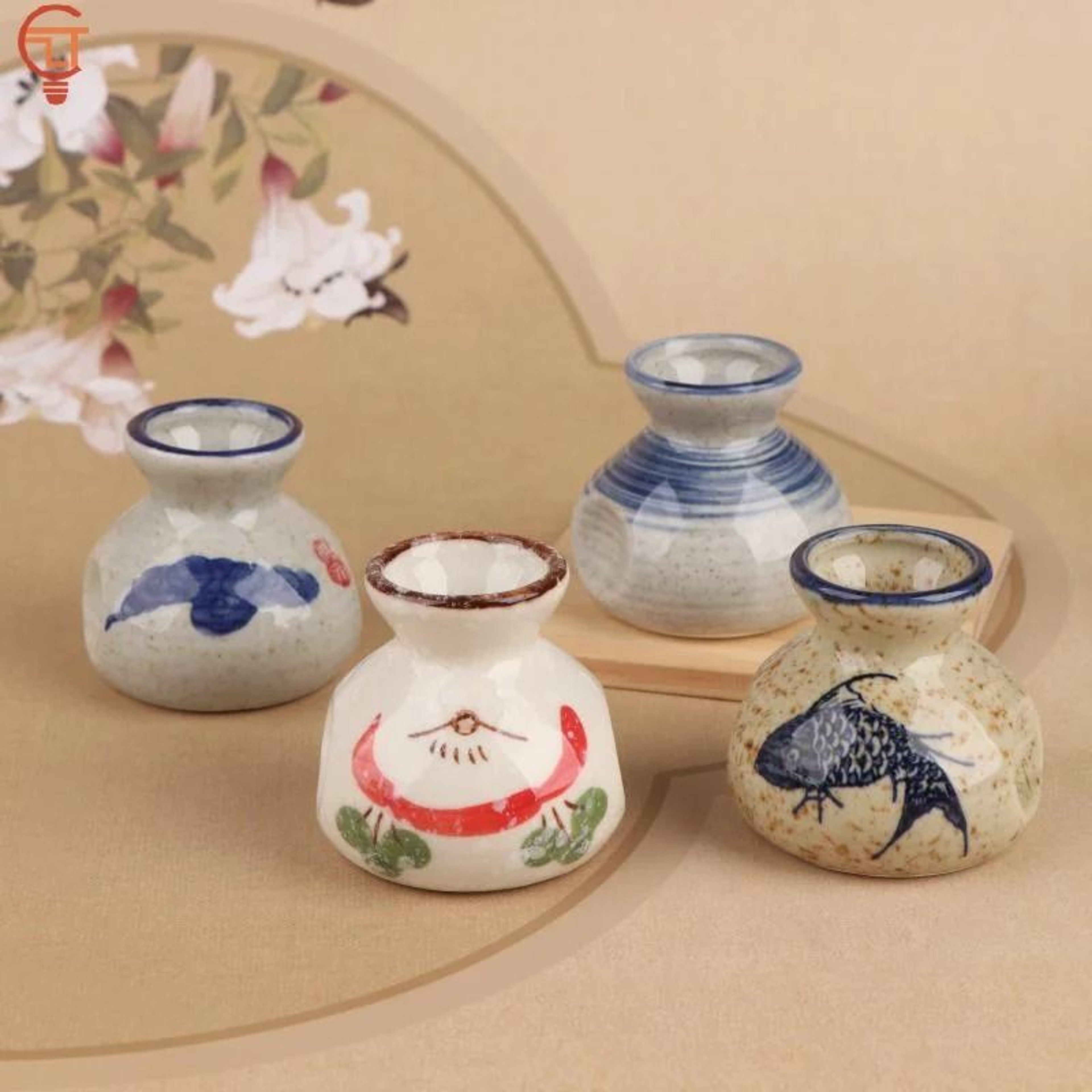 Ceramic Mini Vase Toothpick Holder Jar Chinese Style Cotton Swab Storage Decor 20