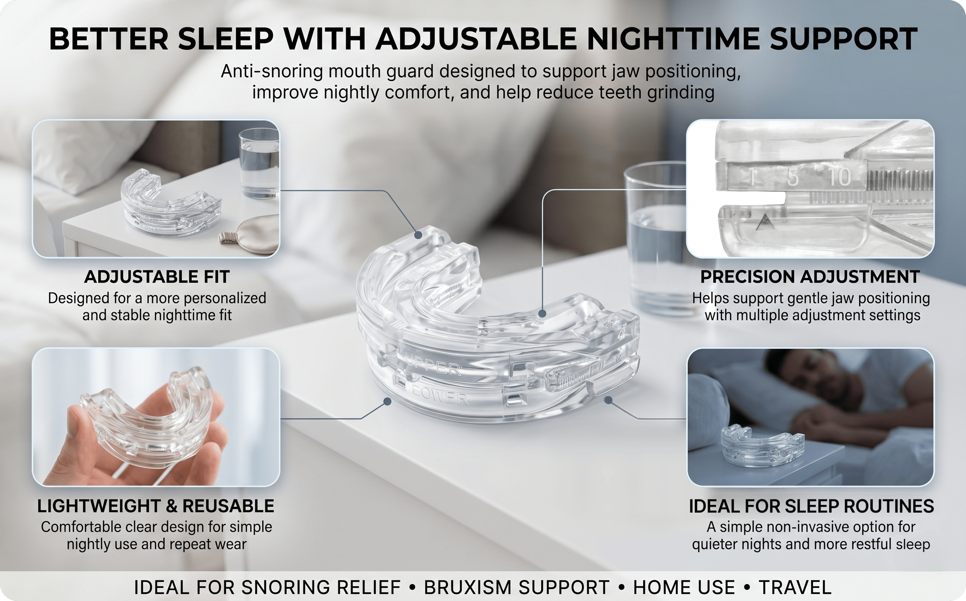 Adjustable Anti Snoring Mouth Guard for Bruxism Relief and Better Sleep – view 9
