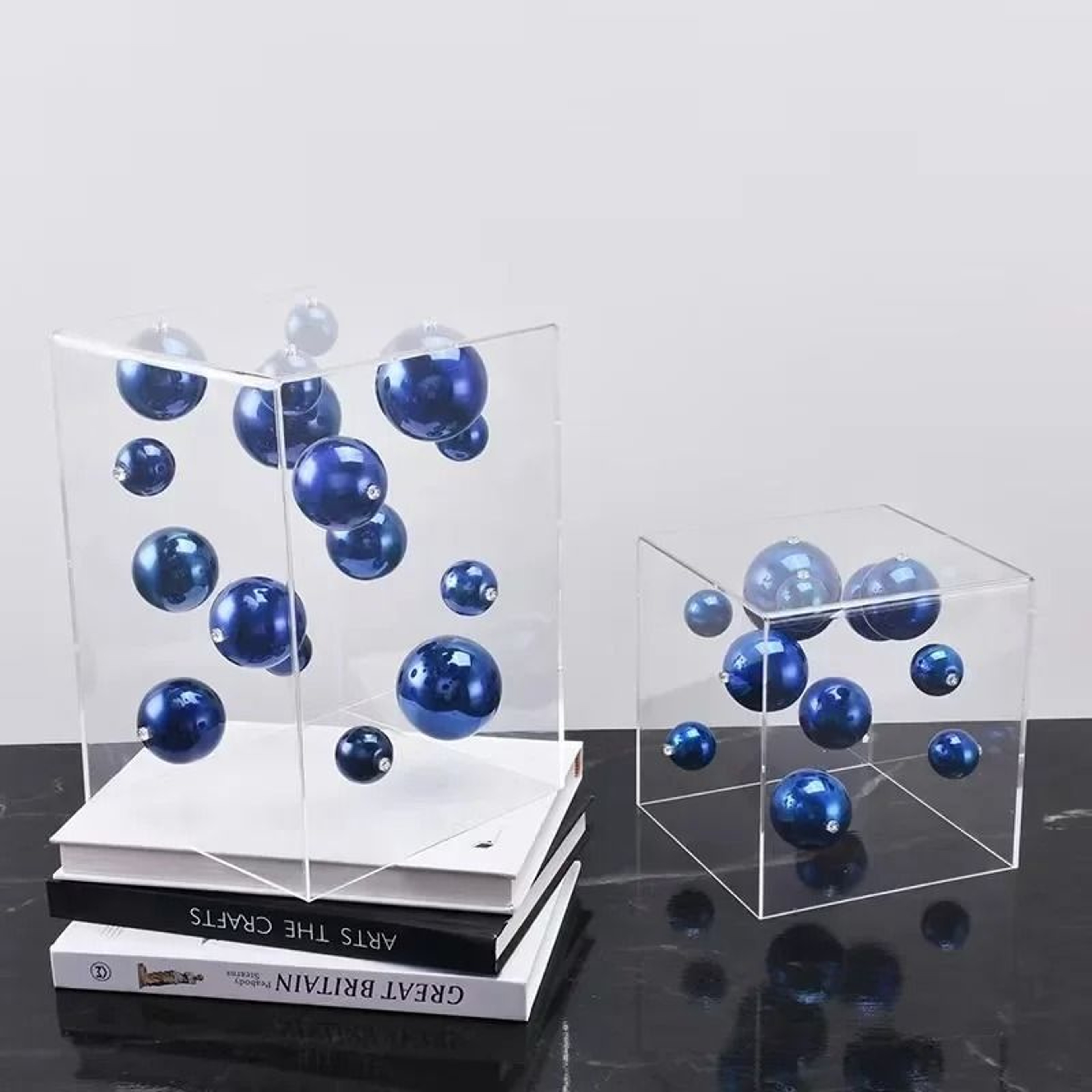 Geometric Metal Decor Sculpture In Acrylic Display Box For Modern Minimalist Home Styling 10