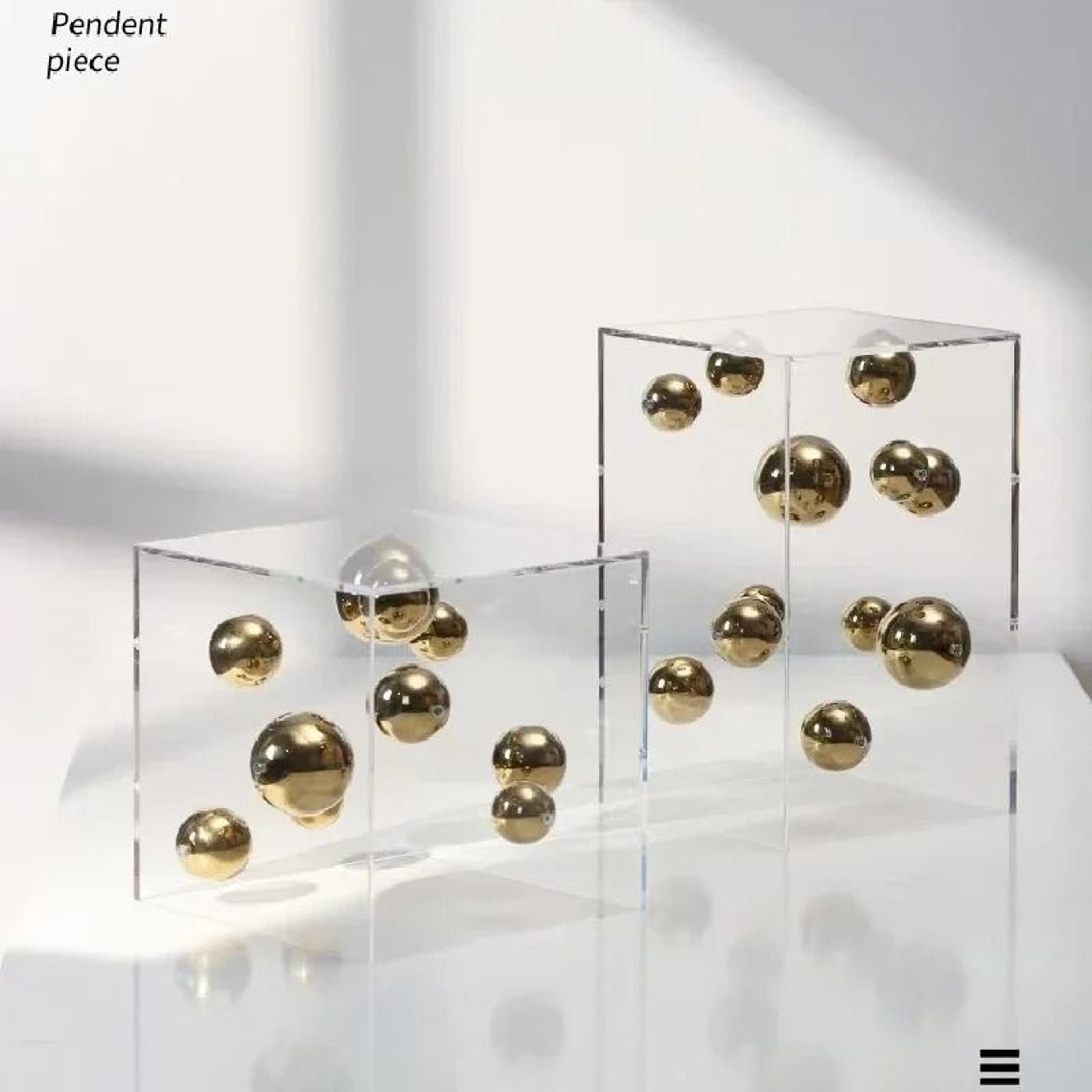 Geometric Metal Decor Sculpture In Acrylic Display Box For Modern Minimalist Home Styling 13