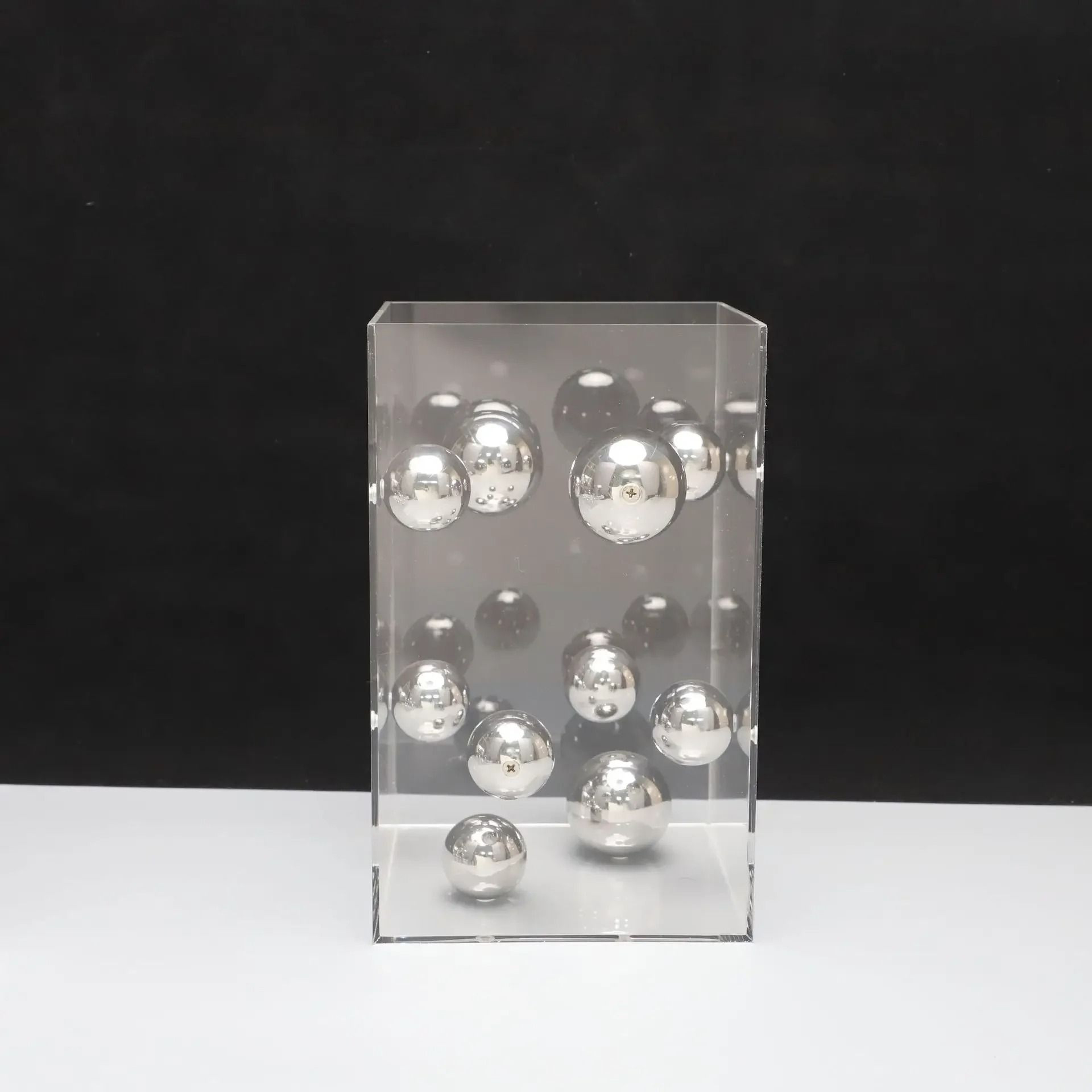Geometric Metal Decor Sculpture In Acrylic Display Box For Modern Minimalist Home Styling 8