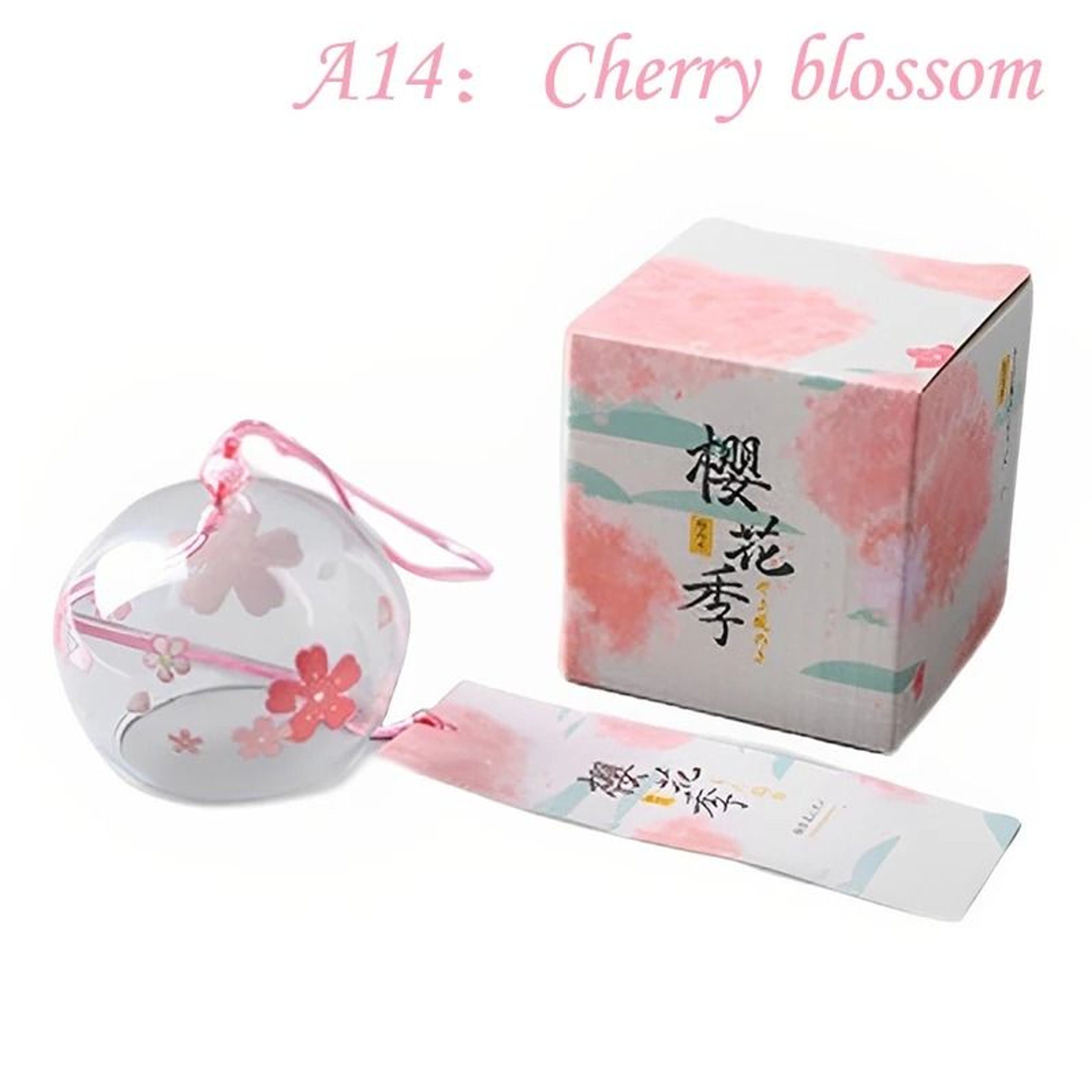 Japanese Wind Chime Glass Furin Bell With Sakura Design For Peaceful Home Decor 2