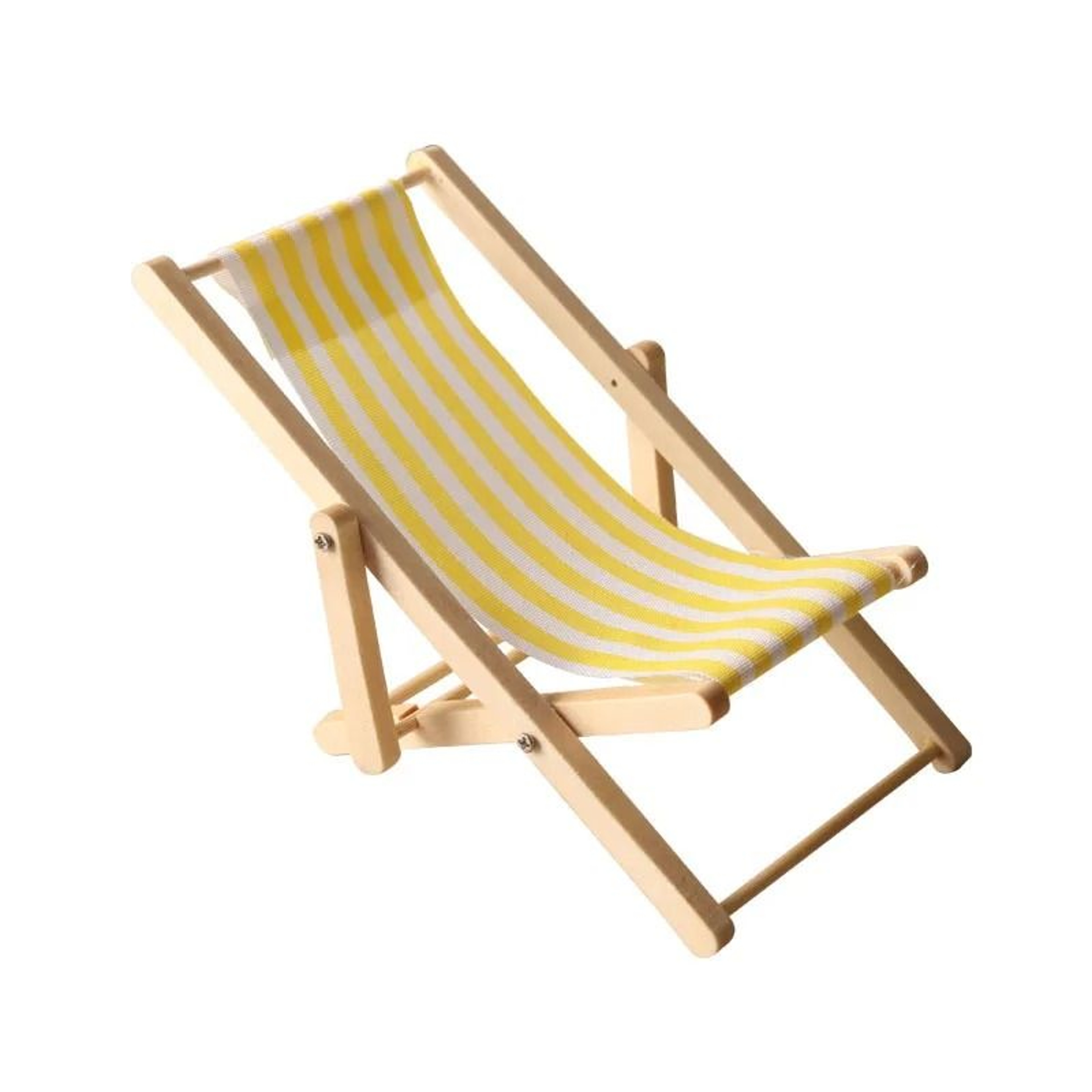 Mini Beach Chair Dollhouse Furniture Wooden Recliner Model For Outdoor Scene Decor 4