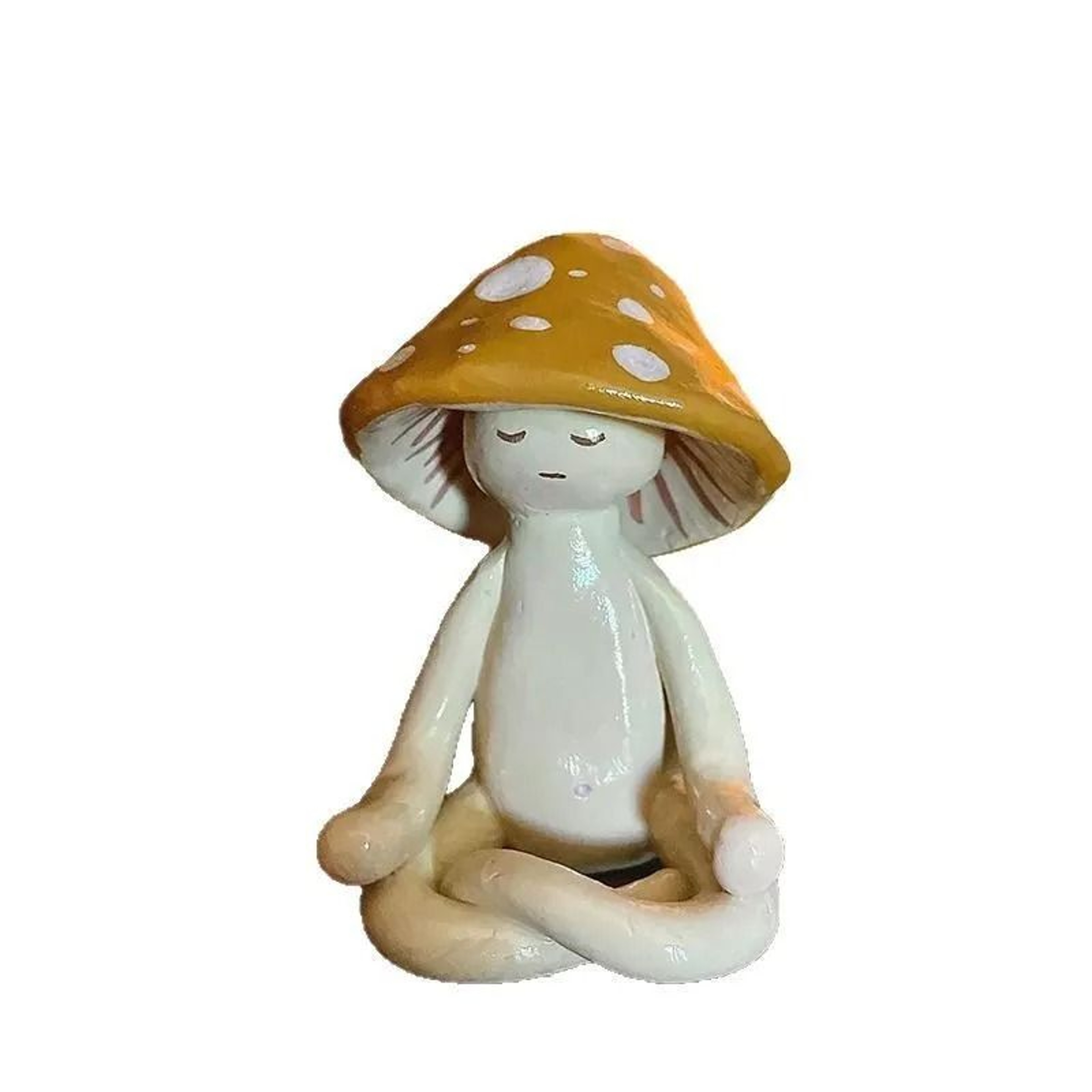 Meditation Mushroom Decor Cute Yoga Figurine Resin Desk Ornament For Peaceful Home Styling 0