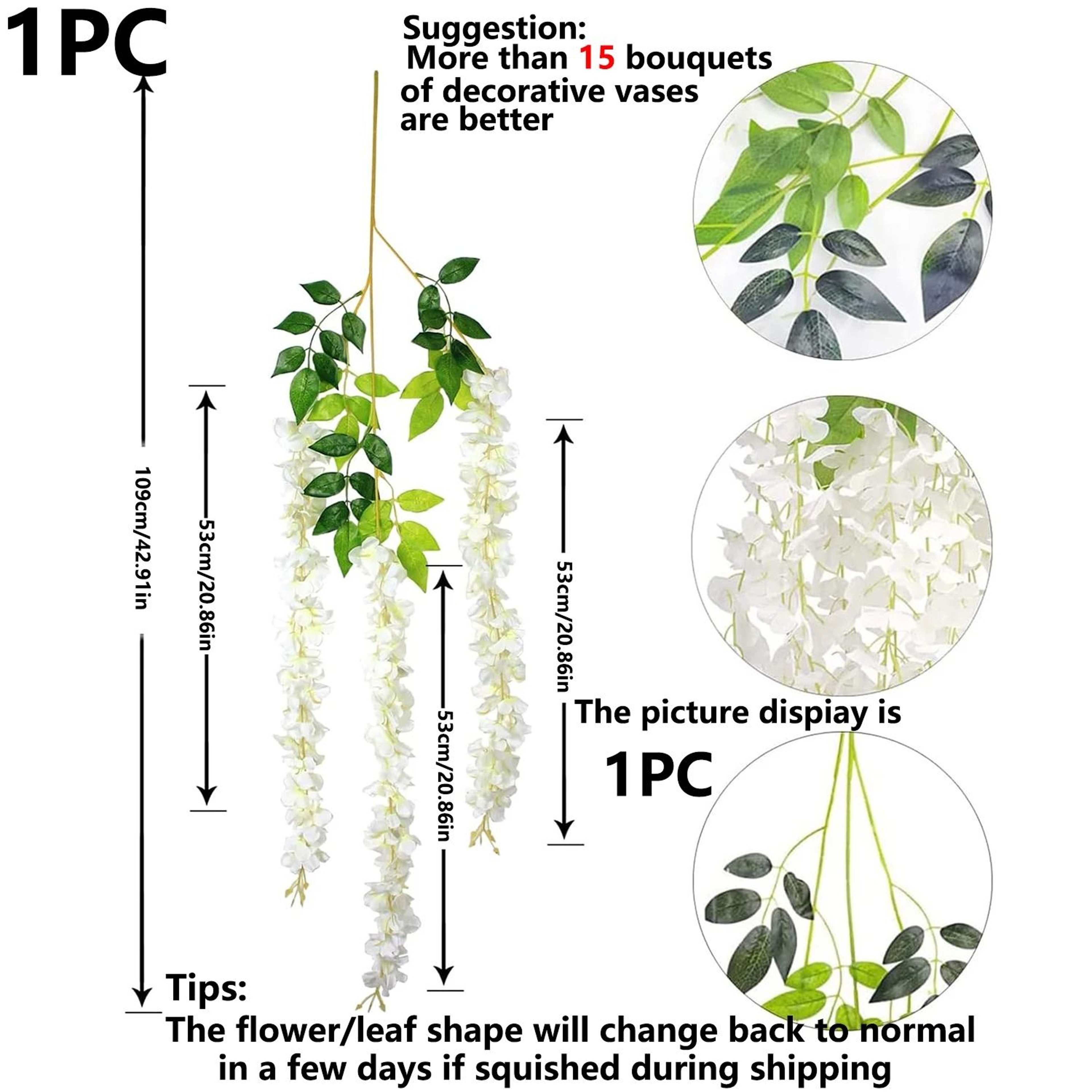 Artificial Violet Vine Flowers Hanging Plant Wedding Decor Arrangement 6