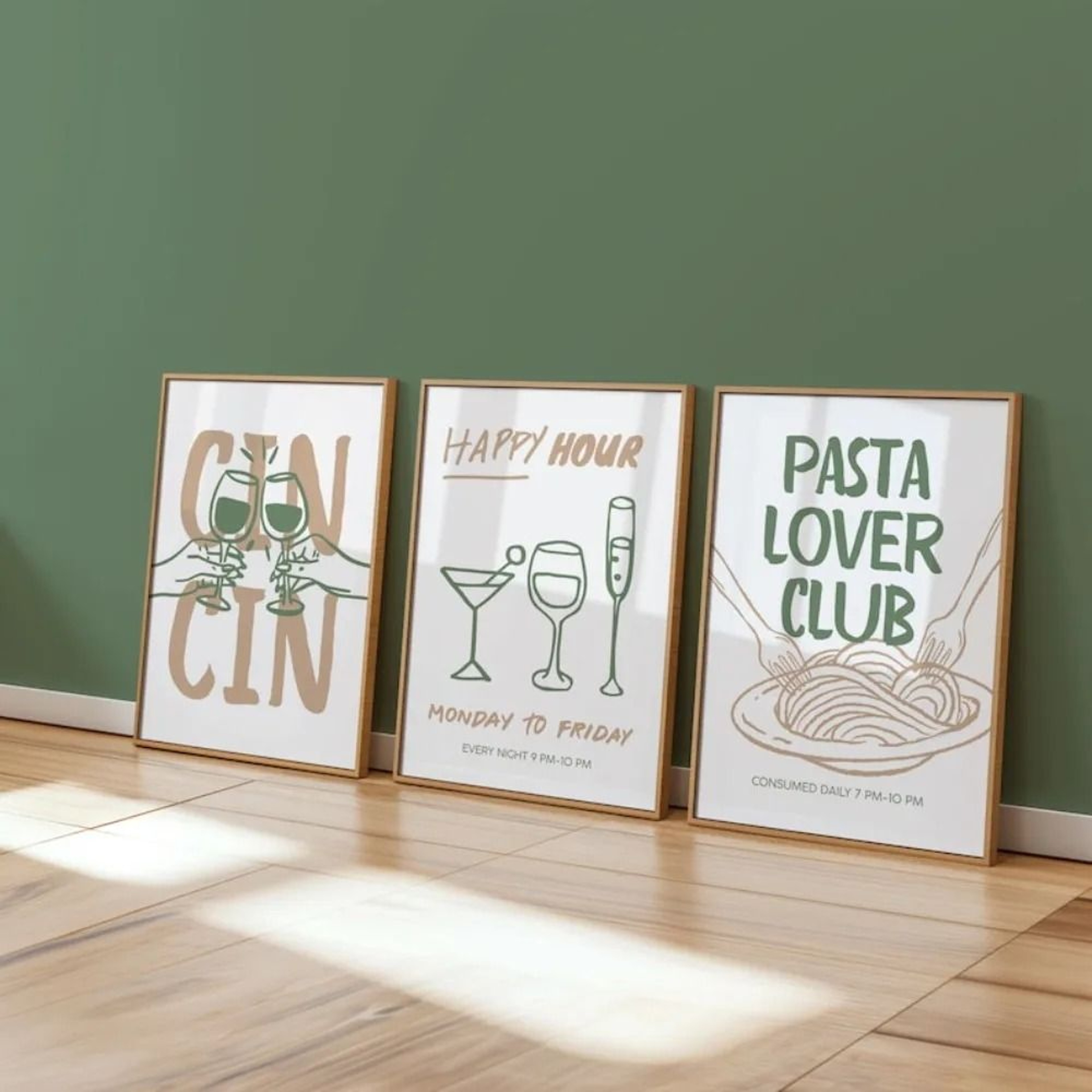 Cin Cin Cheers Wall Art Set Retro Cocktail Kitchen Bar Poster Decor 9