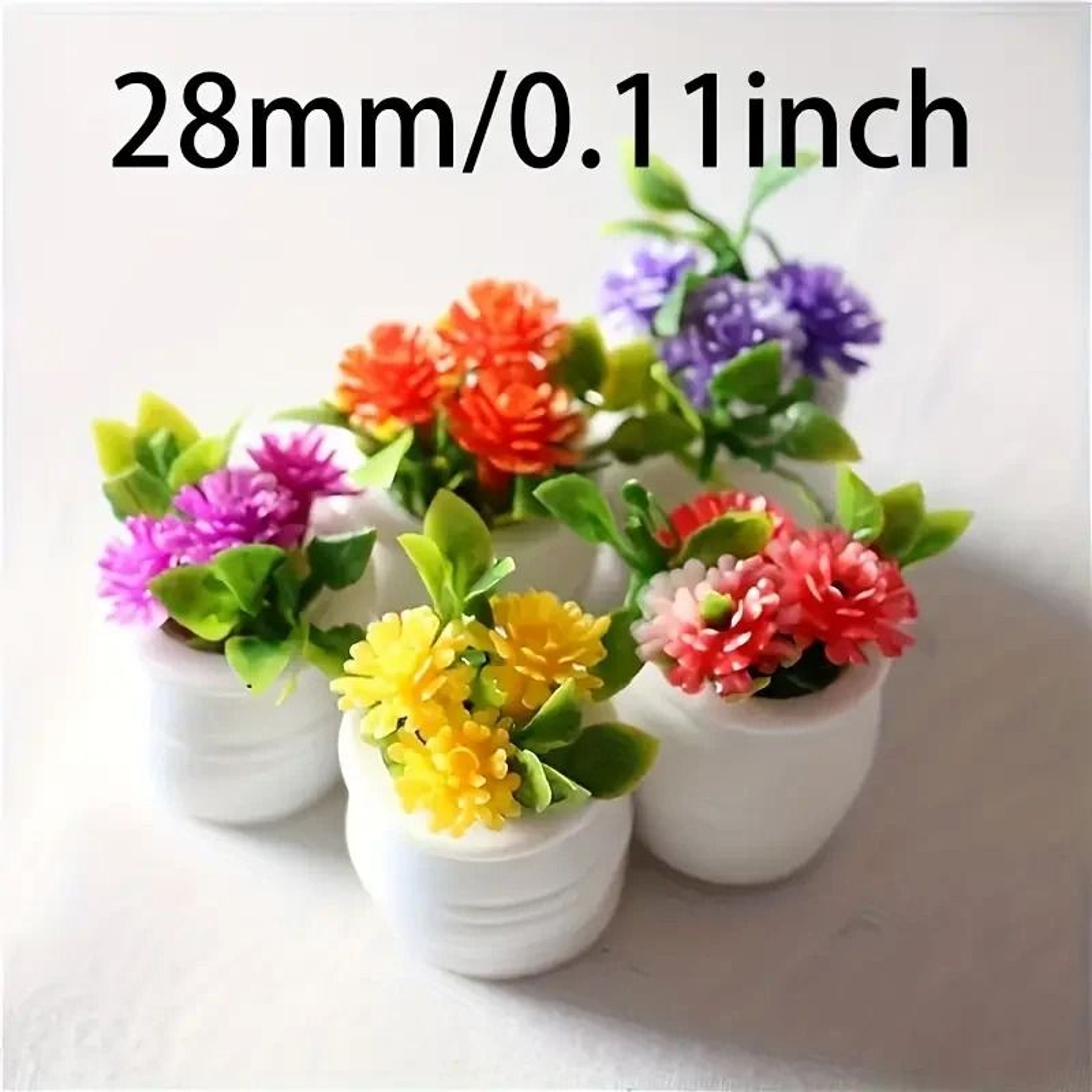 Mini Flower Pot Set Dollhouse Decor Artificial Plant Miniatures Desk Ornament 4