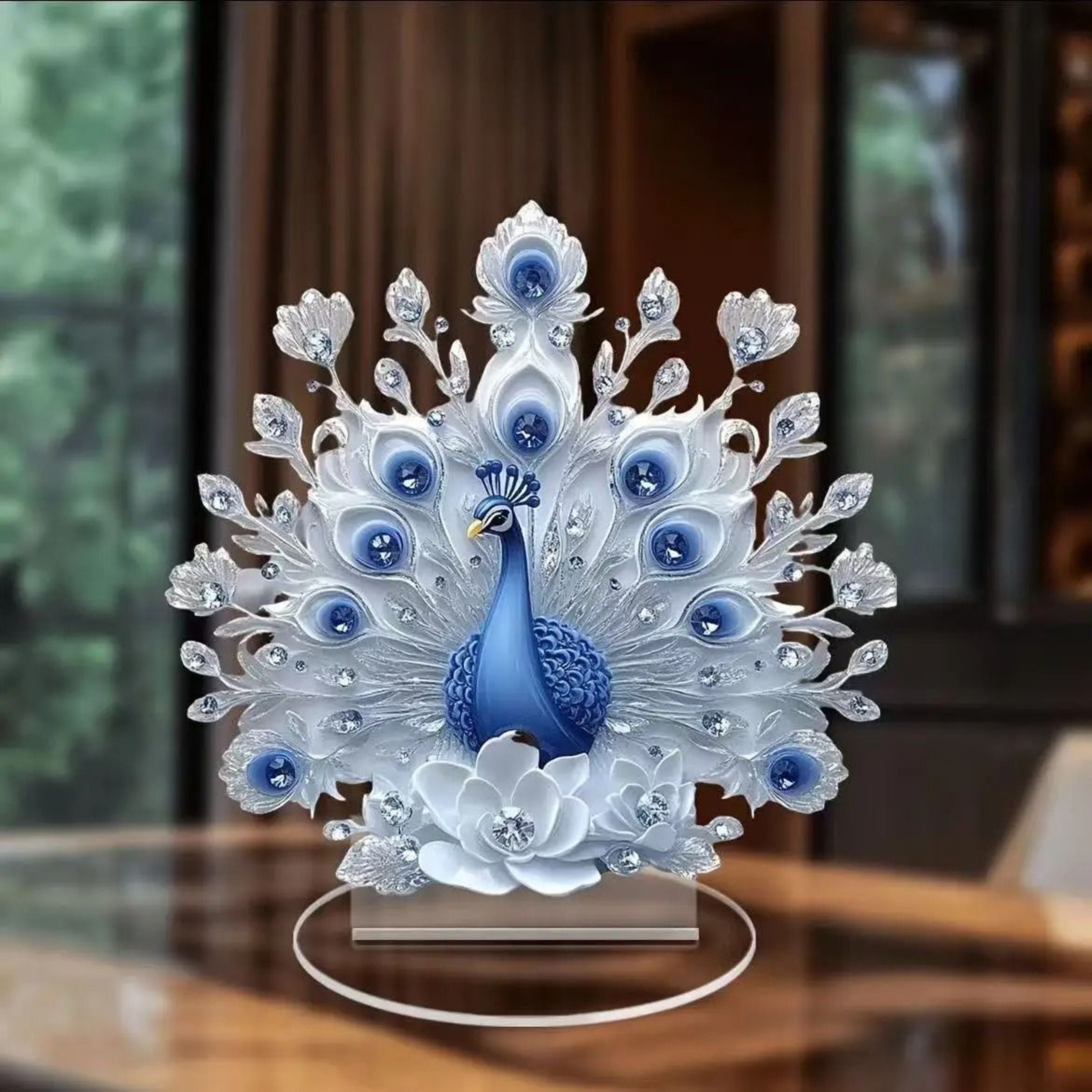 Acrylic Crystal Dragon Figurine Flat Display Statue Modern Desk Decor 9