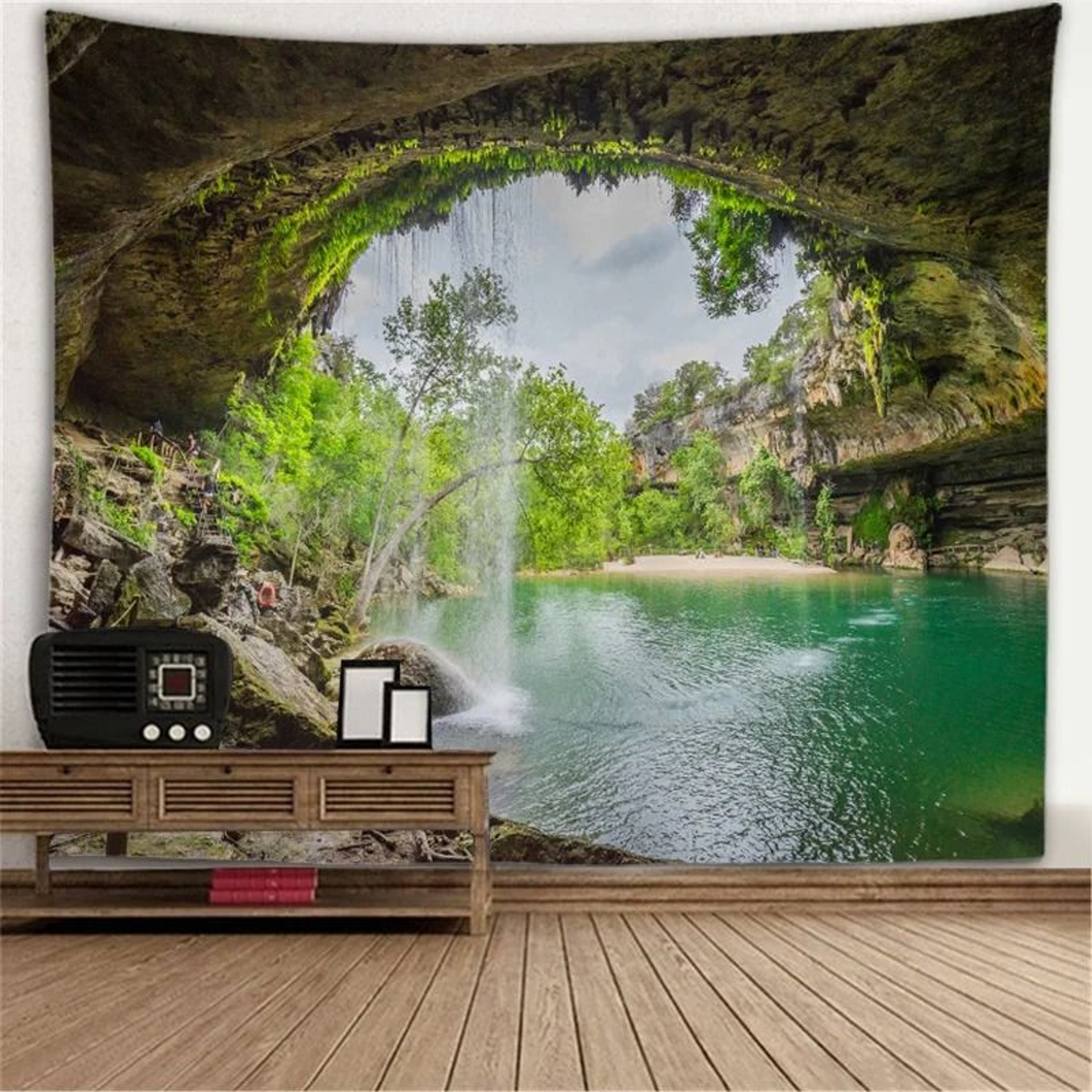 Window Scenery Wall Tapestry Nature View Mural Background Decor 11