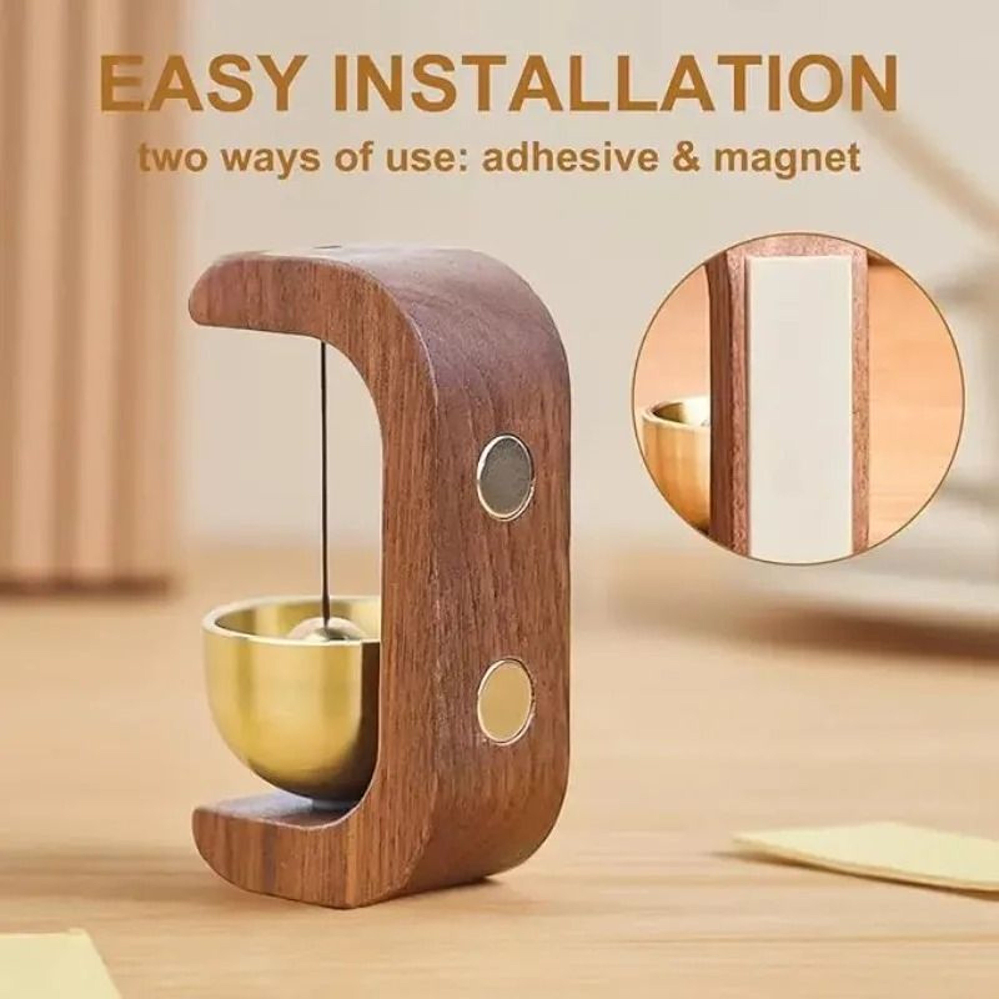 Magnetic Wooden Door Bell Wind Chime Entrance Door Hanging Decor 5