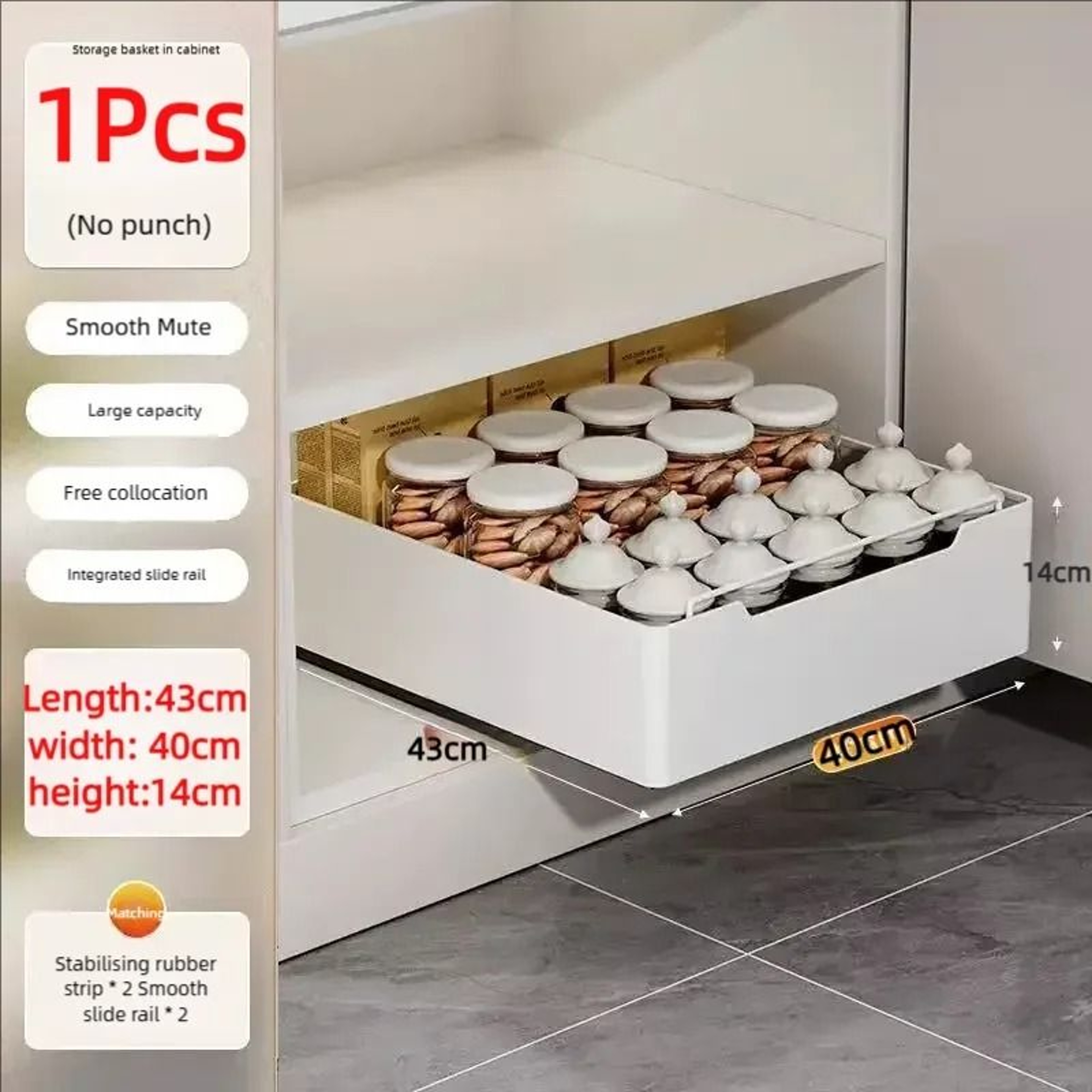 Pull Out Kitchen Storage Rack Sliding Drawer Cabinet Organizer 19