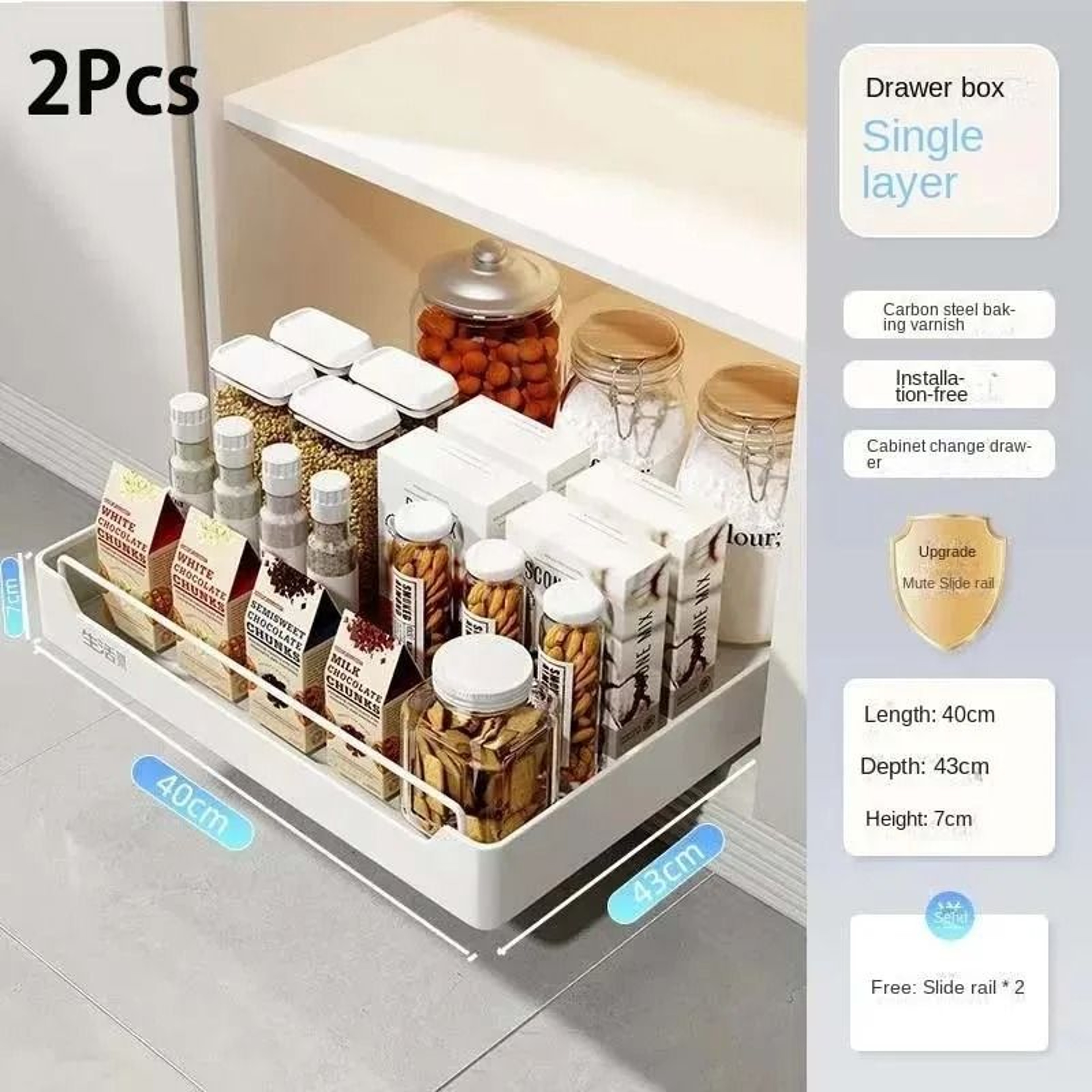 Pull Out Kitchen Storage Rack Sliding Drawer Cabinet Organizer 5