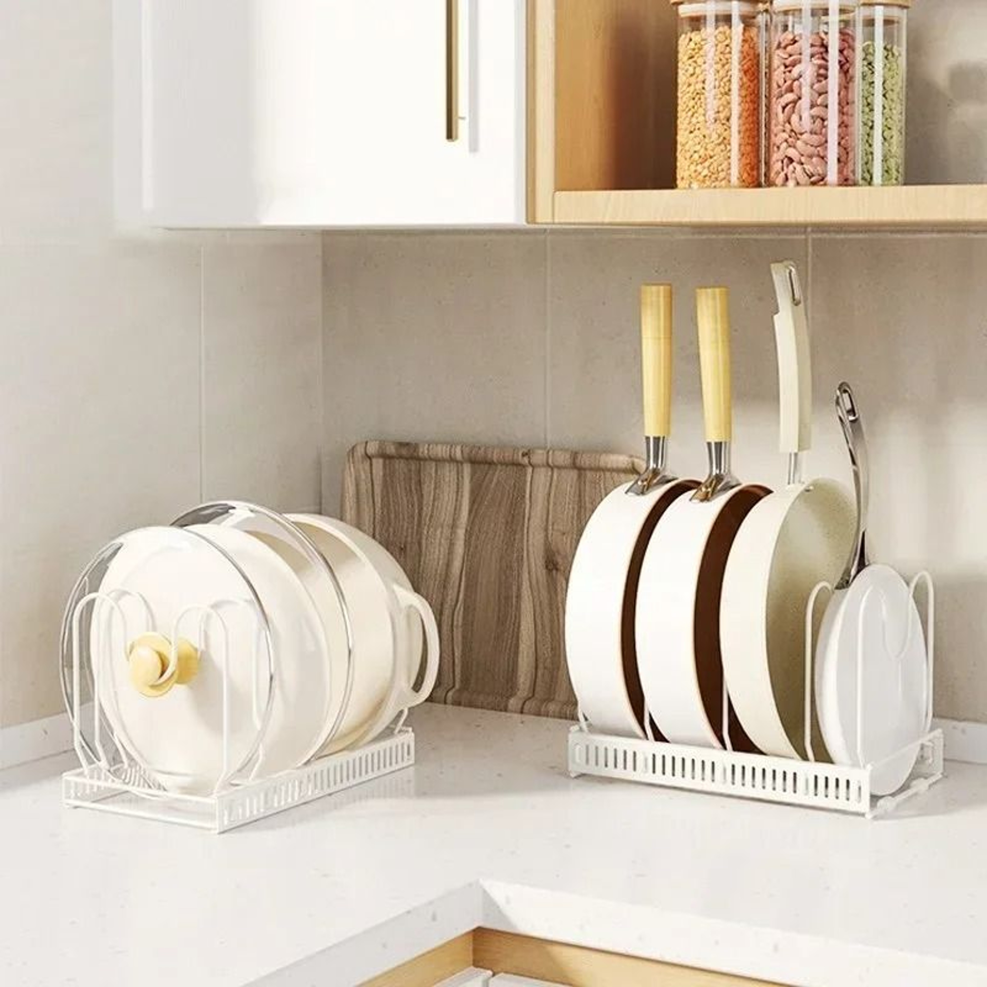 Adjustable Multi Layer Pot And Dish Drying Rack Retractable Kitchen Organizer 7