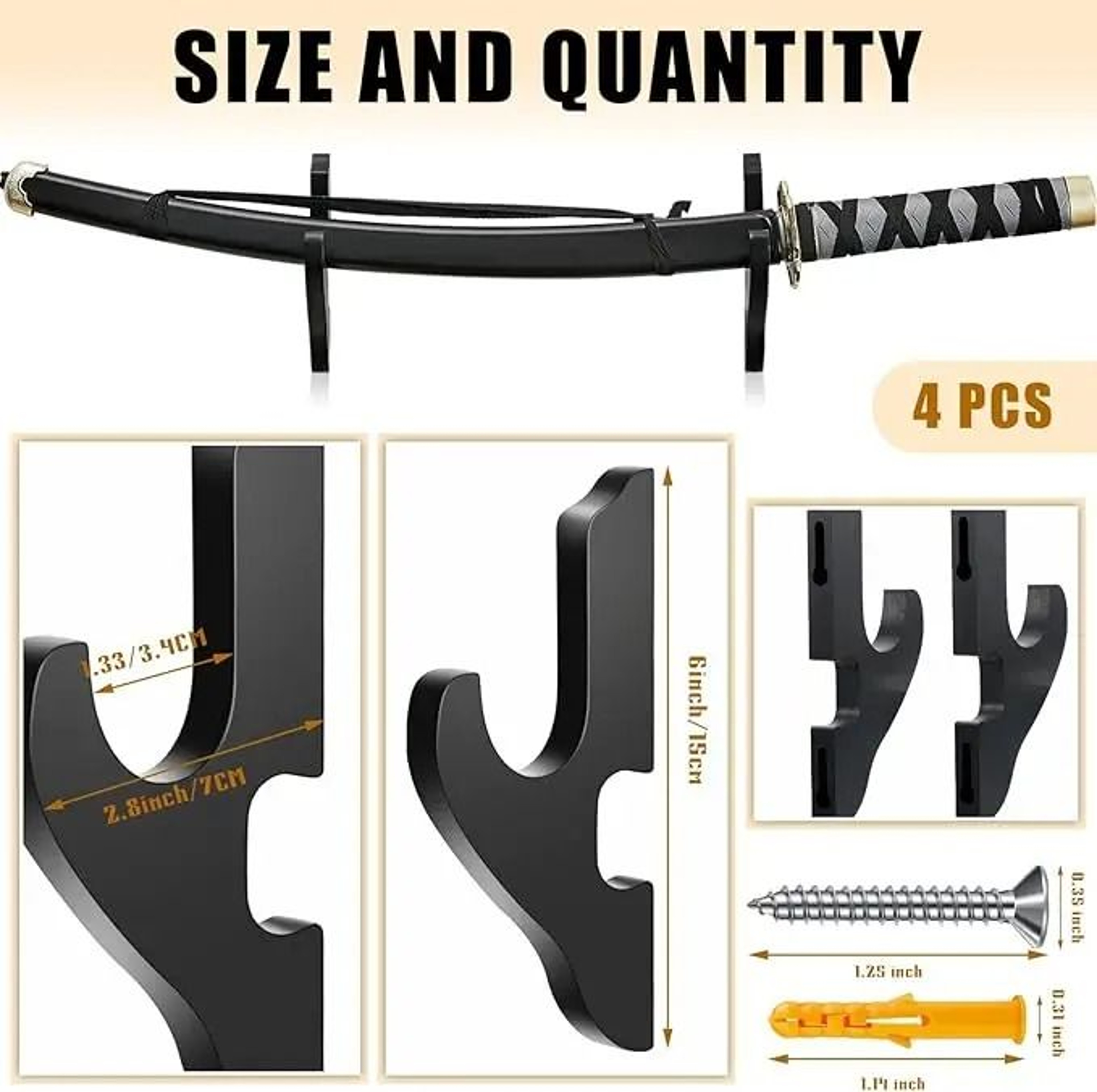 Wooden Wall Mounted Sword Display Rack Samurai Katana Holder Organizer 4