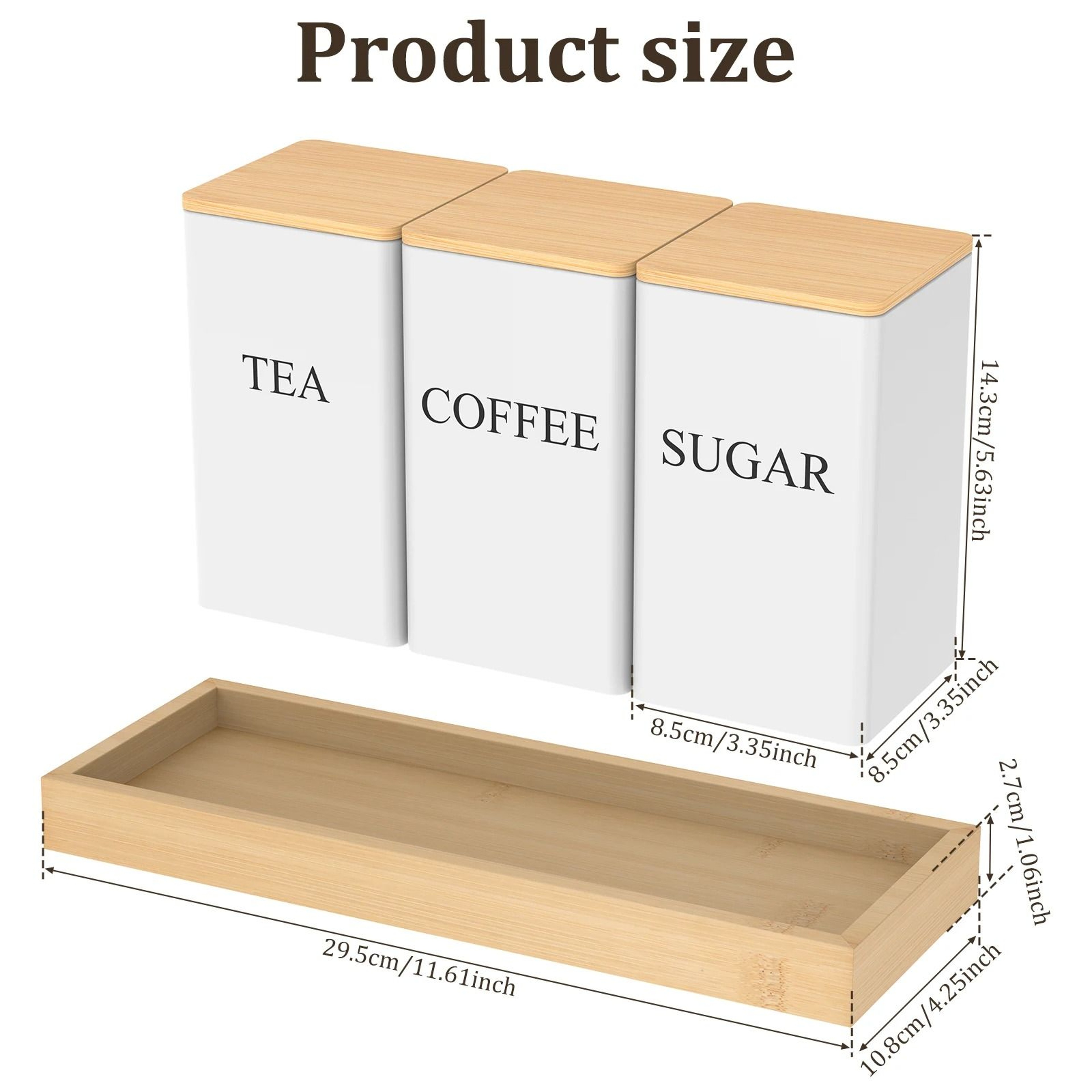 Airtight Coffee Tea Sugar Canisters Set Kitchen Countertop Storage Jars 0