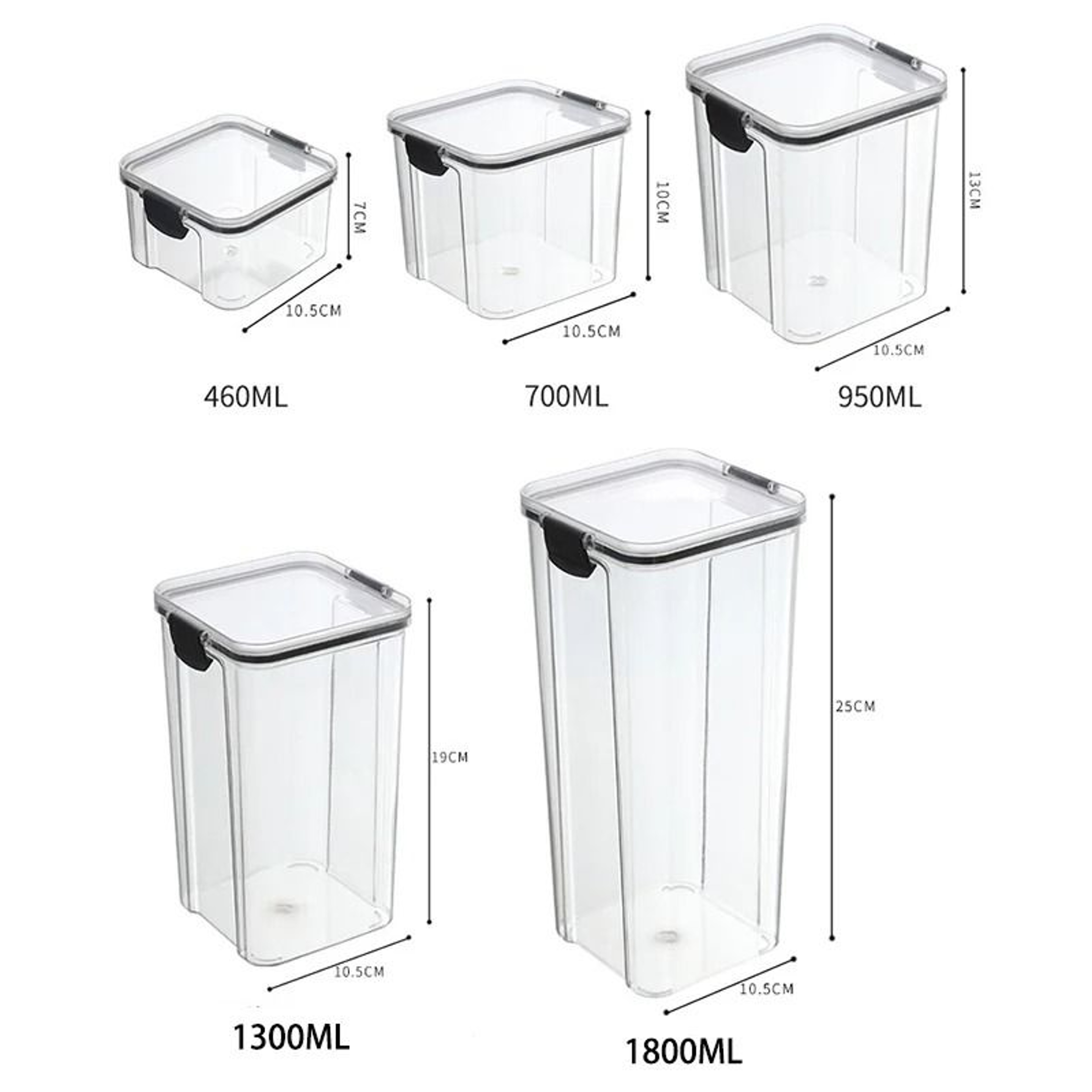 5 Piece Airtight Kitchen Storage Containers Stackable Grain Organizer Set 11