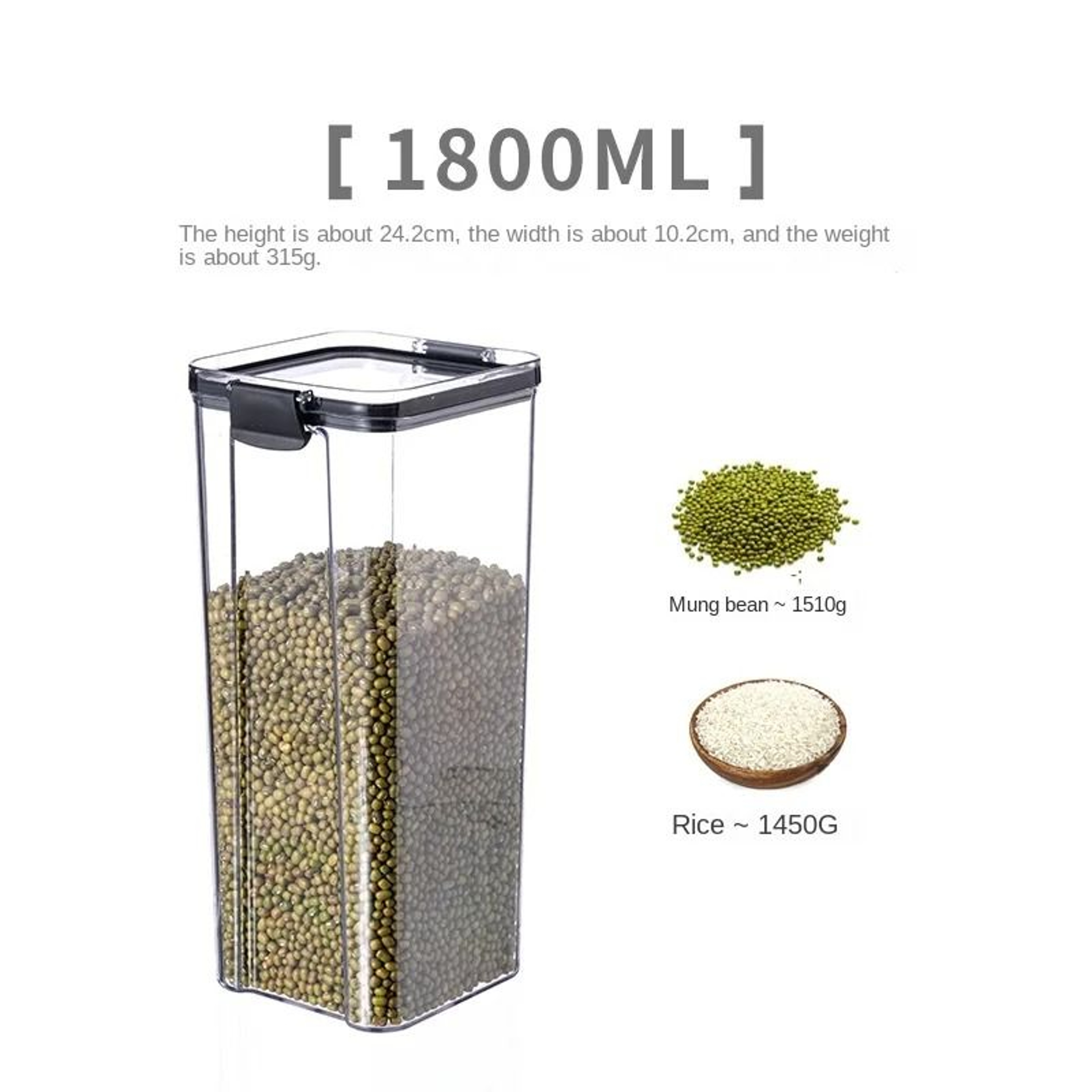 5 Piece Airtight Kitchen Storage Containers Stackable Grain Organizer Set 16