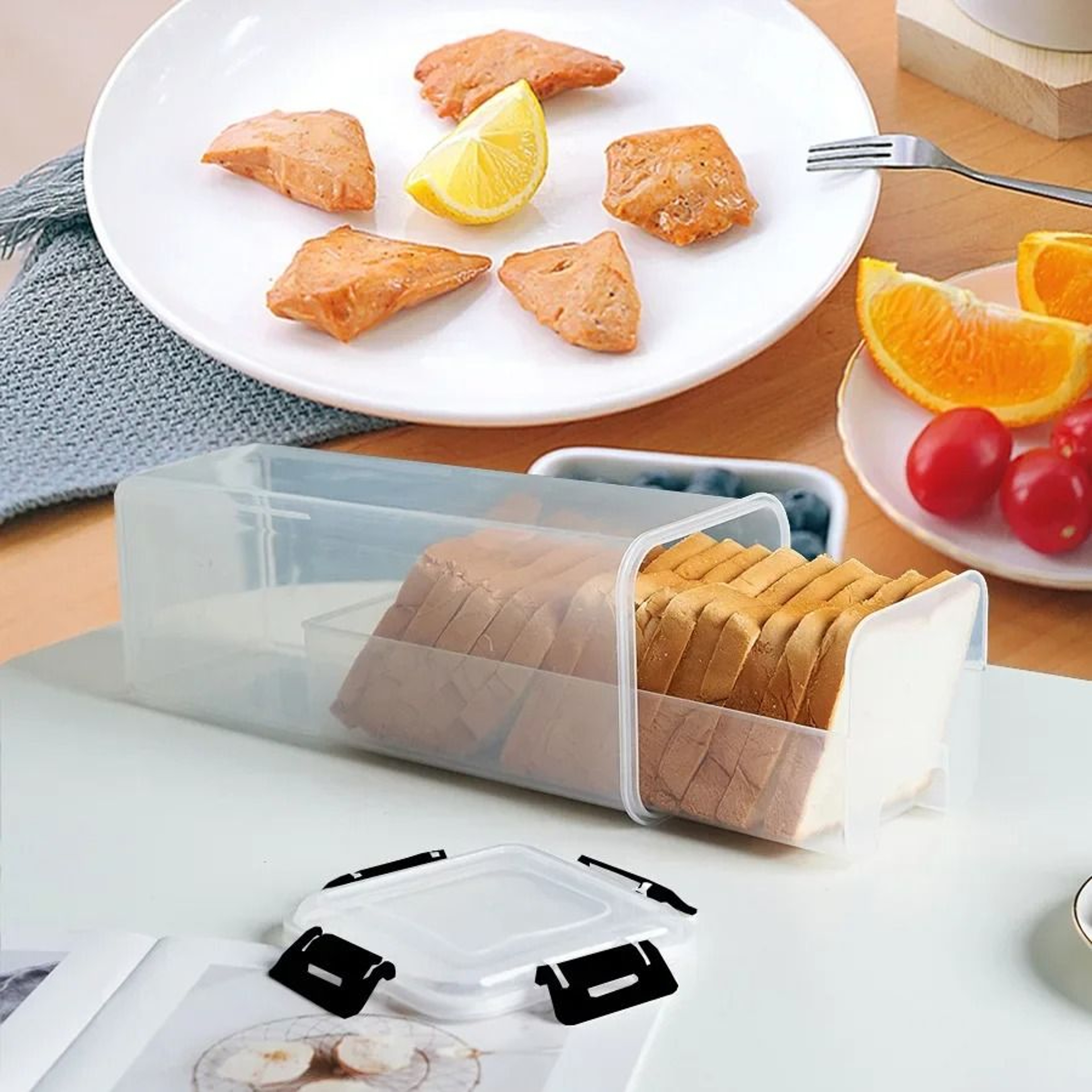 Clear Airtight Bread Storage Container Tall Bread Box With Lid 0