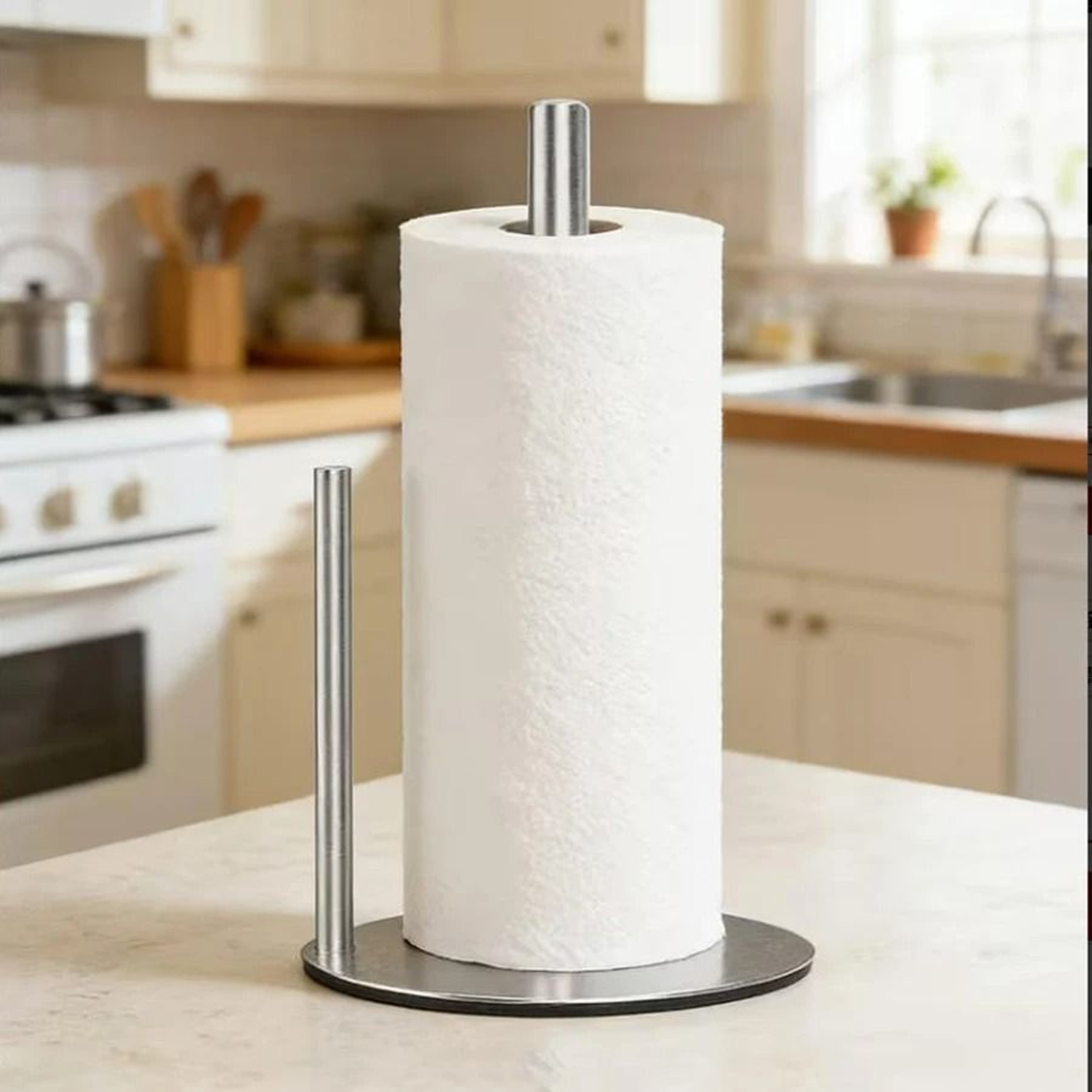 Stainless Steel Paper Towel Holder Countertop With Weighted Base 6