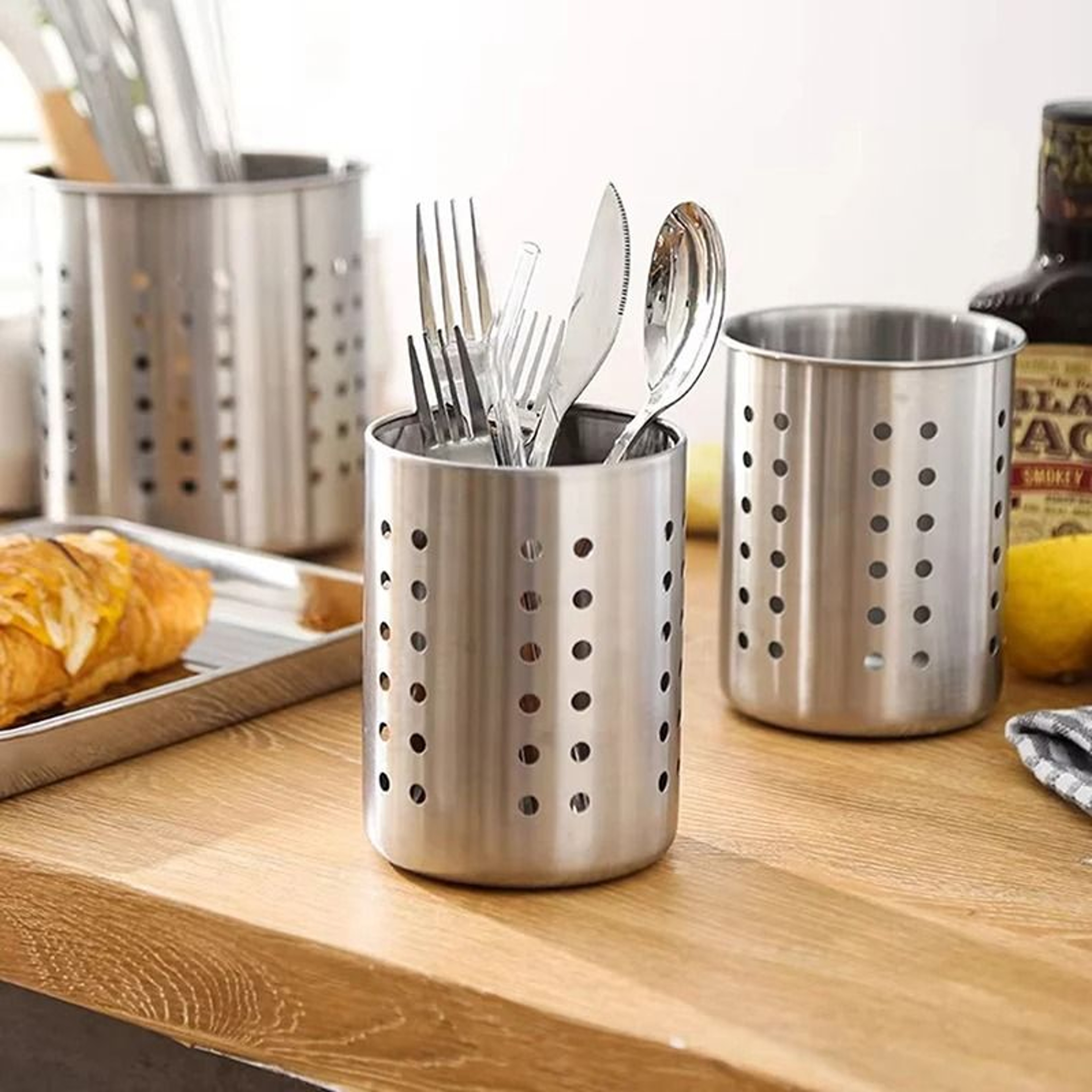 Stainless Steel Cutlery Holder Utensil Drainer Organizer Basket 0