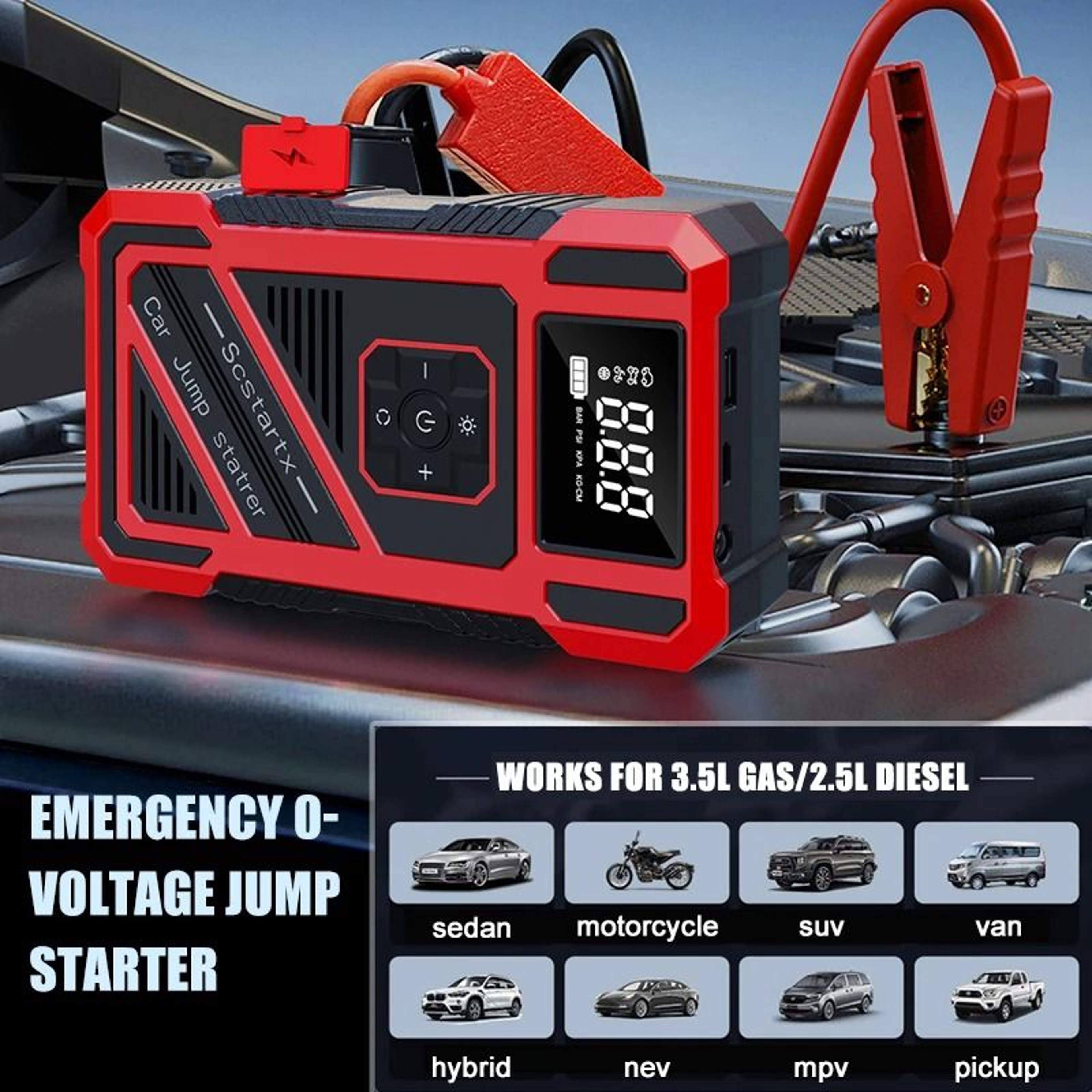 AutoRescue 4 In 1 Car Jump Starter Air Compressor Power Bank 10
