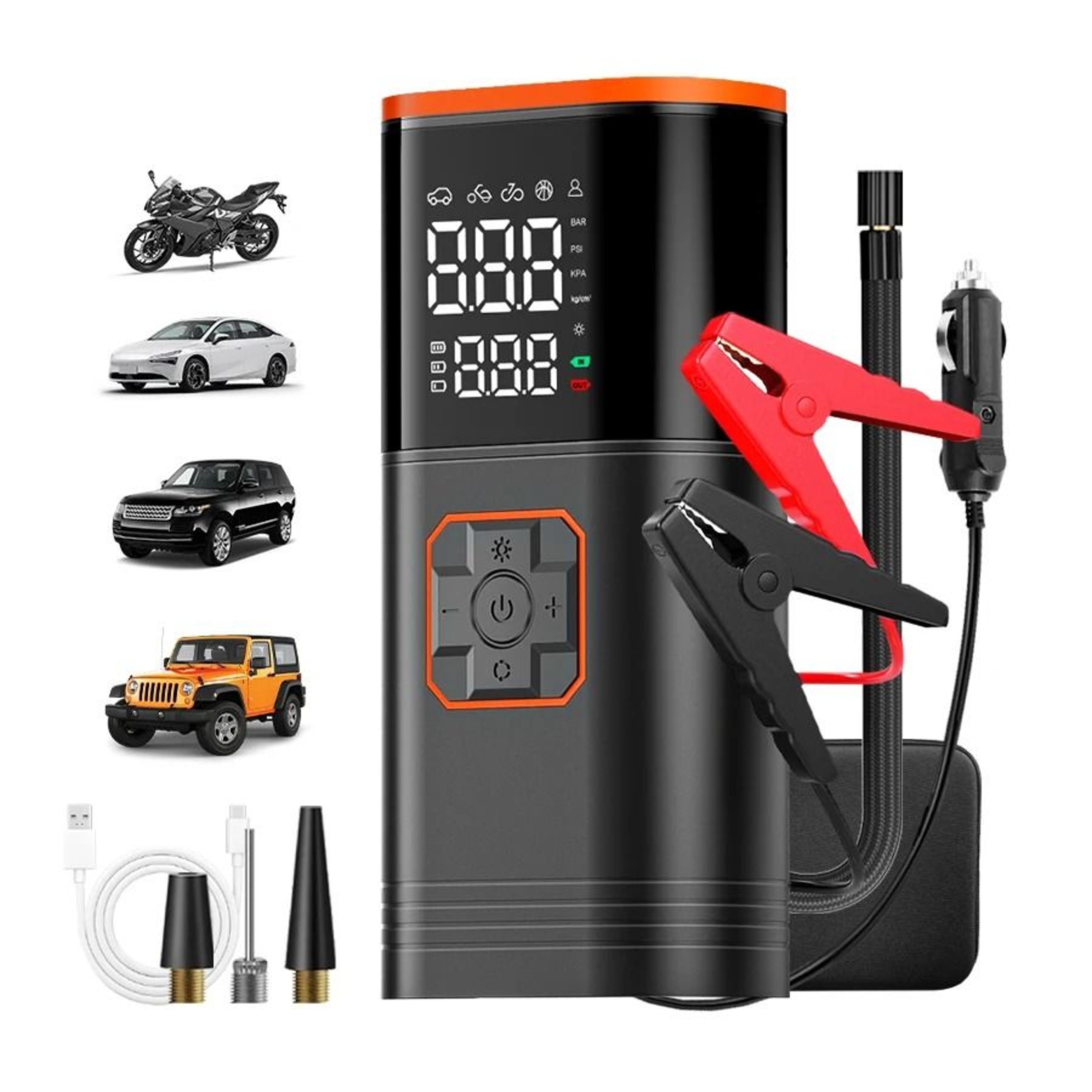 QuickAir Portable Tire Inflator Compact Car Air Compressor Pump 5