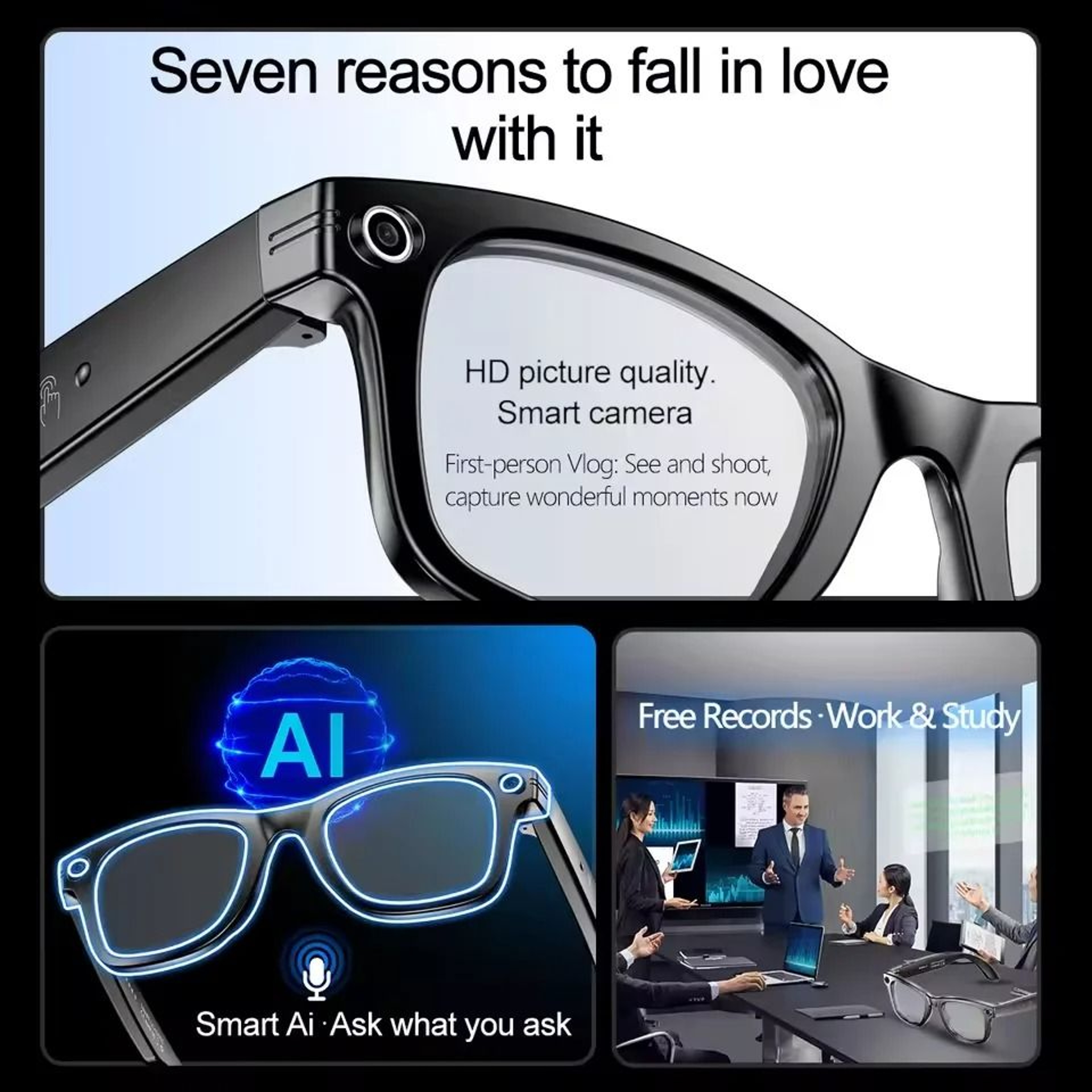 VisionX AI Smart Glasses Camera Translation Waterproof Sunglasses 9