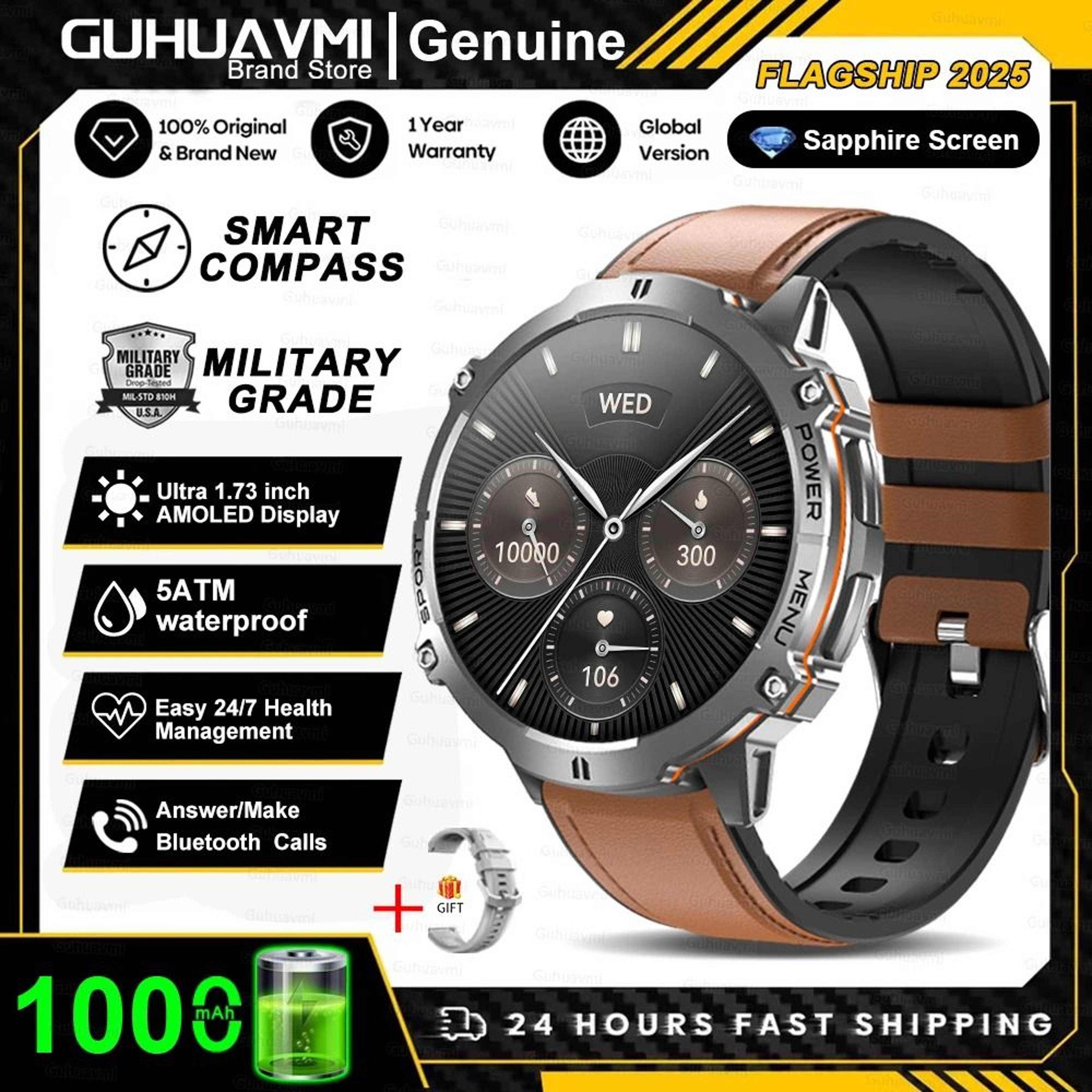 TitanRex Pro Military Smart Watch AMOLED GPS Waterproof Sports Watch 6