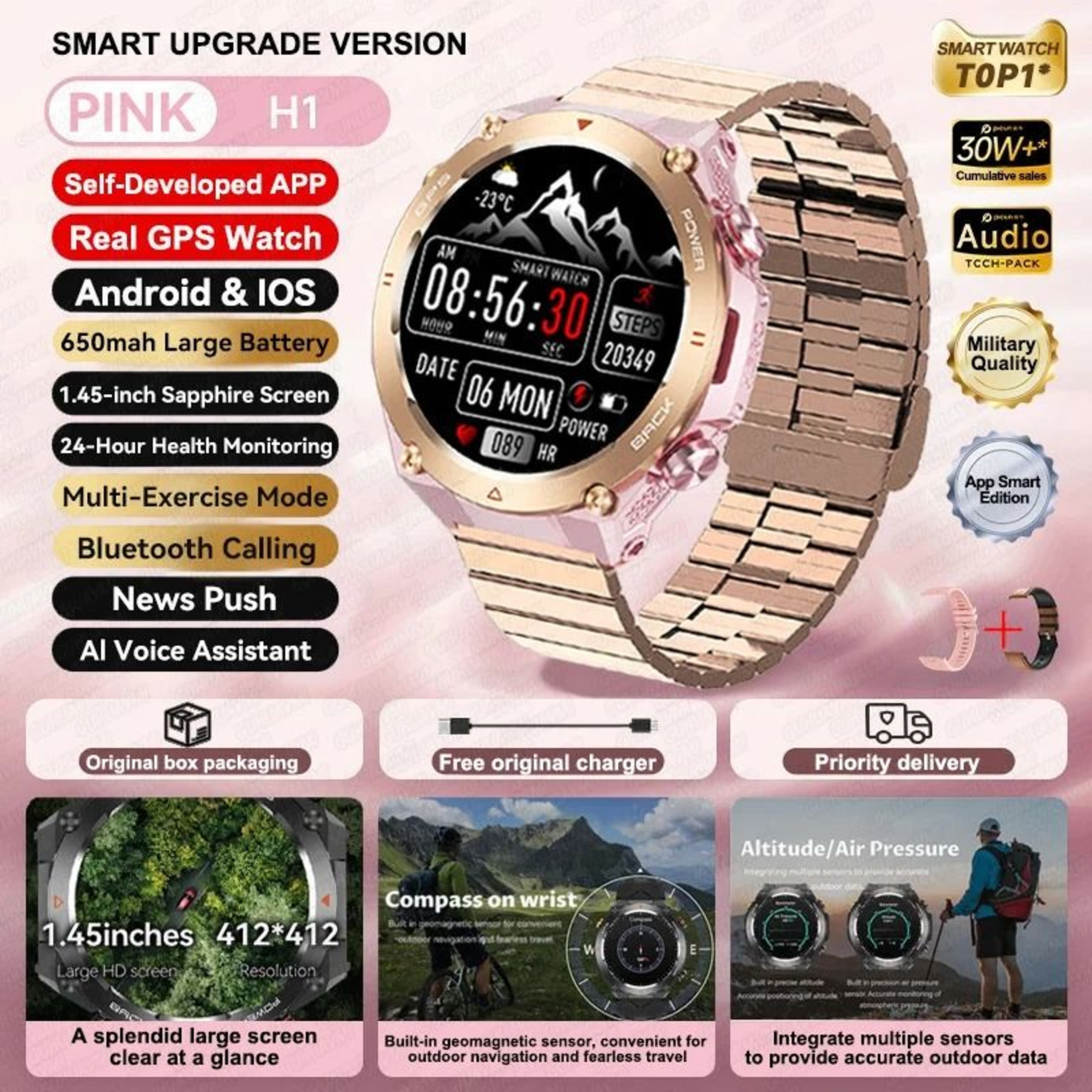ActivePulse GPS Smart Watch Waterproof Fitness Tracker Bluetooth Call 9