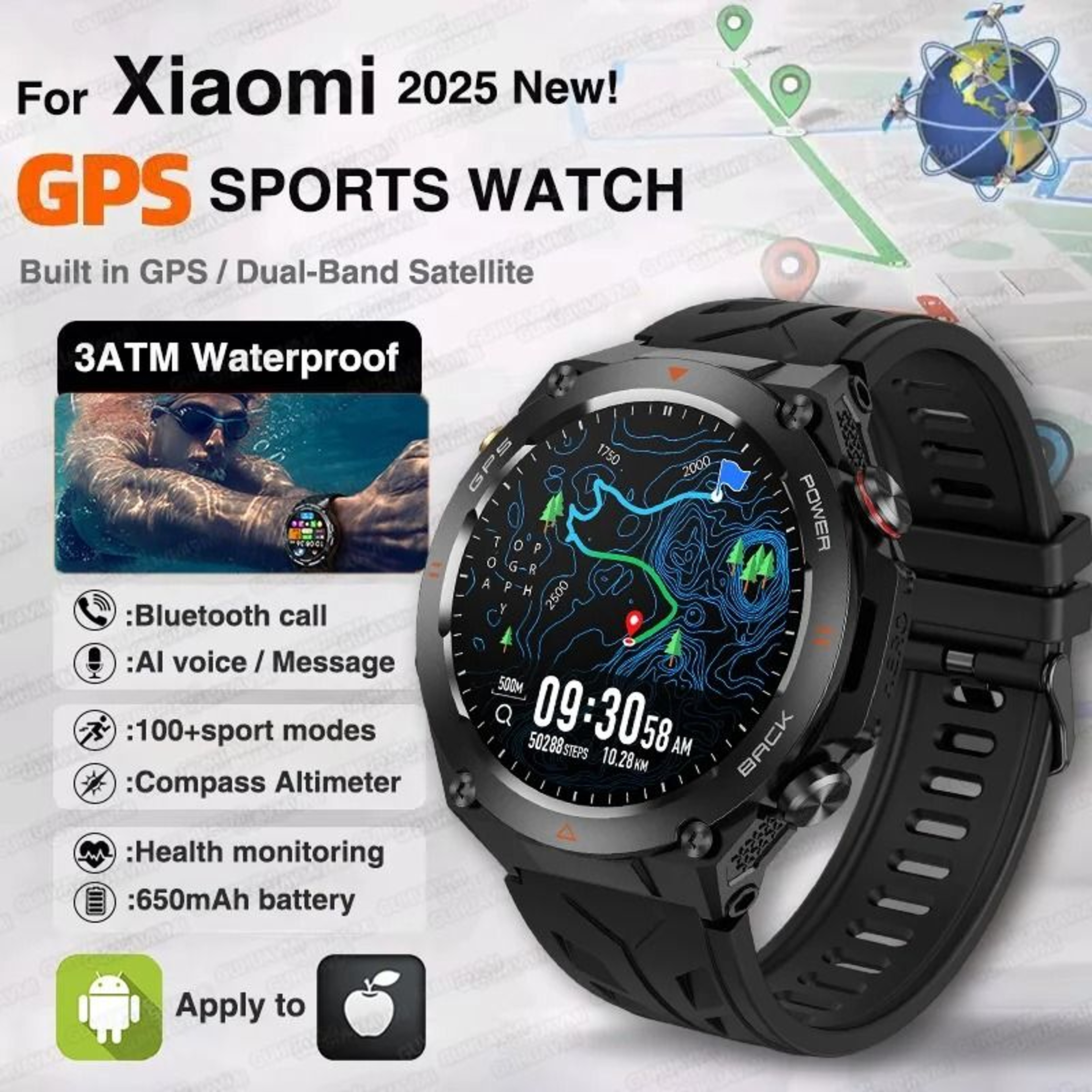 ActivePulse GPS Smart Watch Waterproof Fitness Tracker Bluetooth Call 0