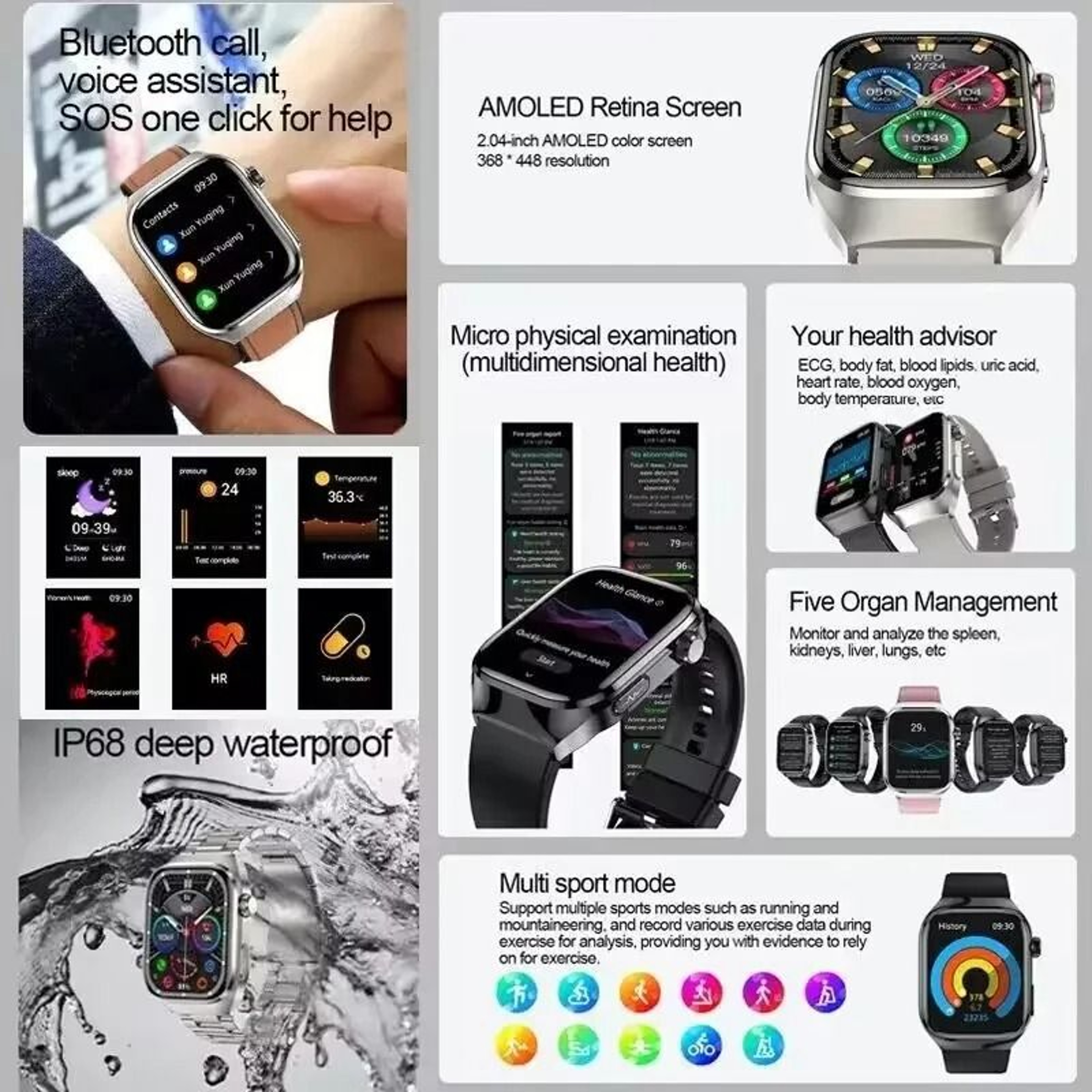 BioTrack AI ECG Smart Watch Health Monitor Bluetooth Call 17