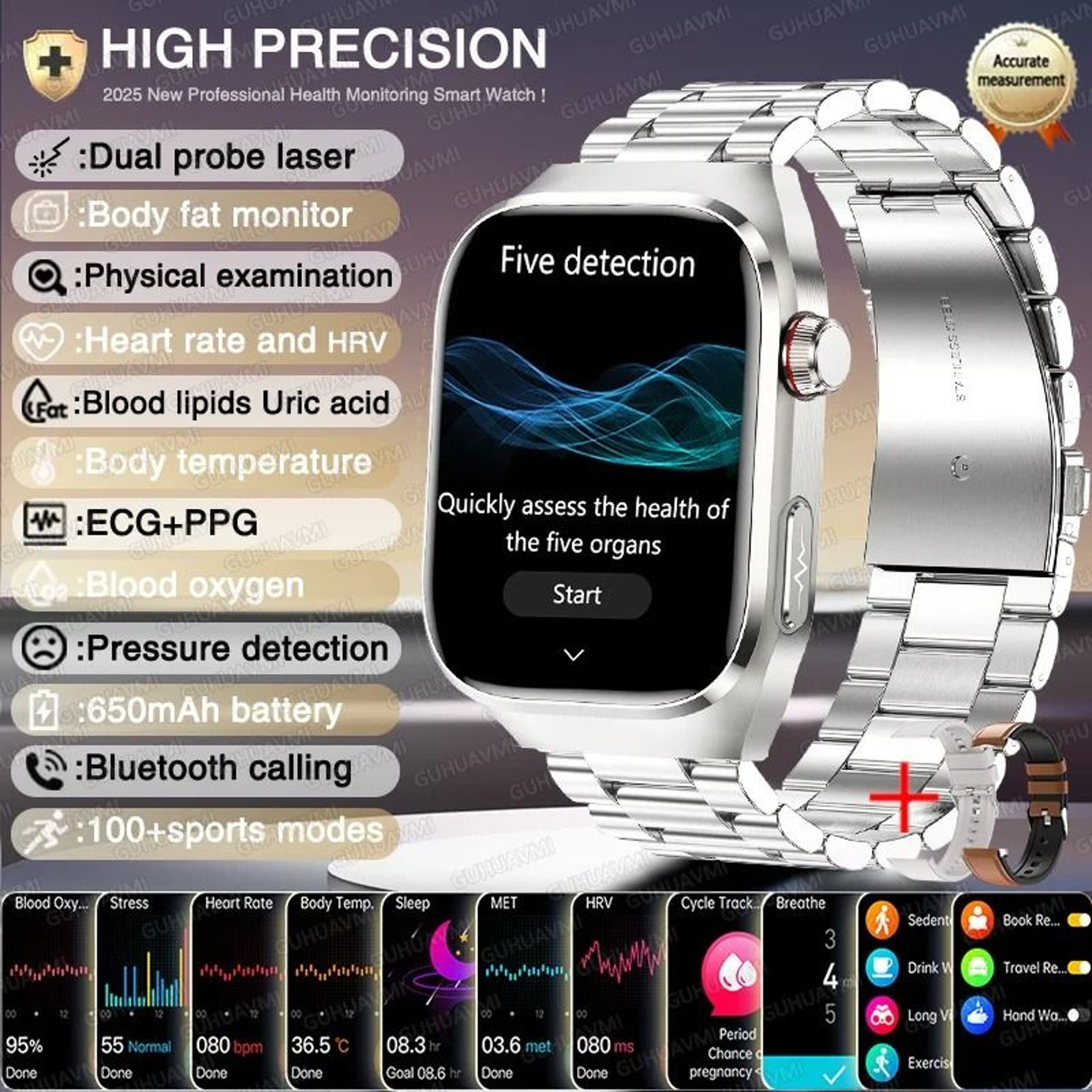 BioTrack AI ECG Smart Watch Health Monitor Bluetooth Call 10