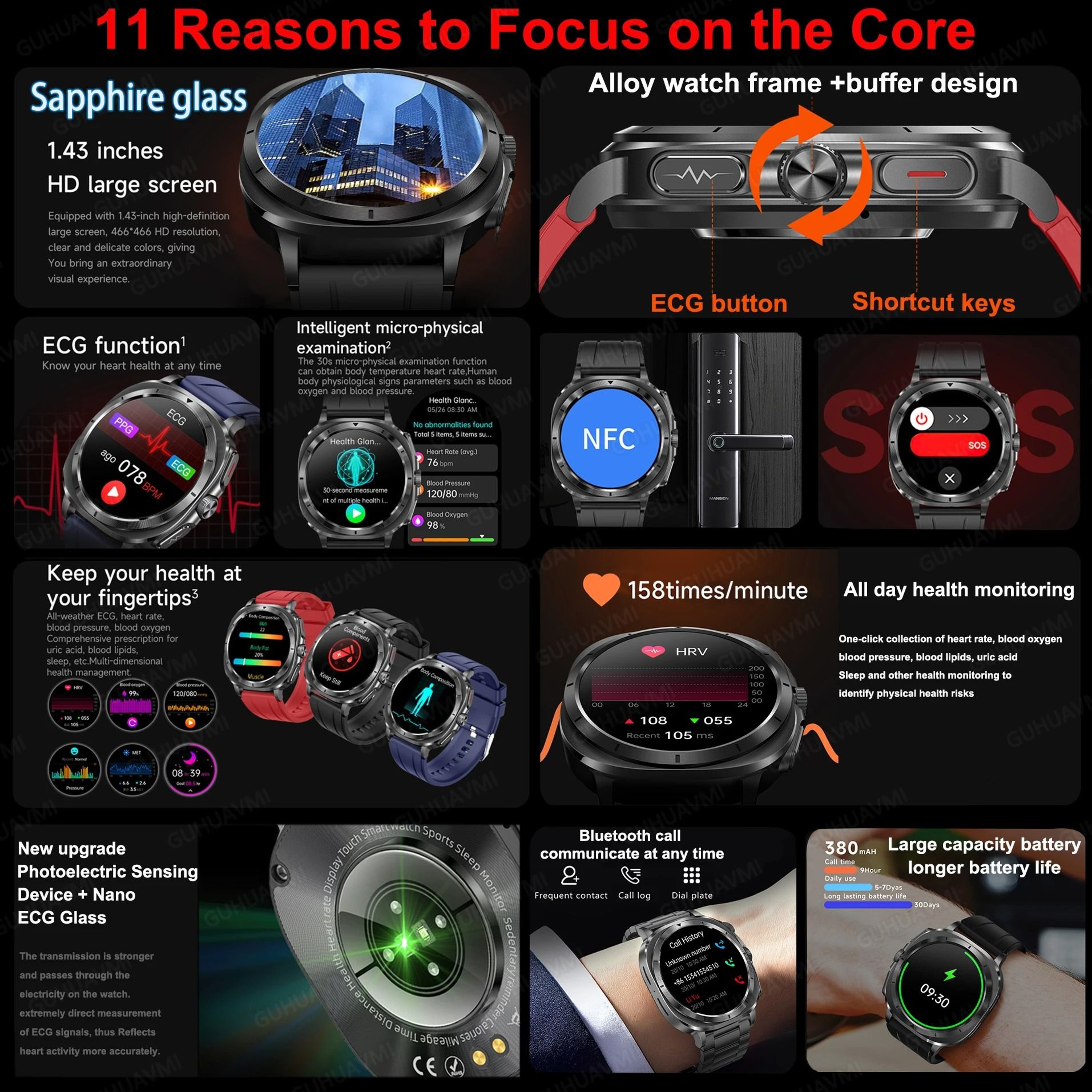 Advanced Health Monitoring Smartwatch With ECG Blood Pressure Tracking And Heart Rate Monitor 14