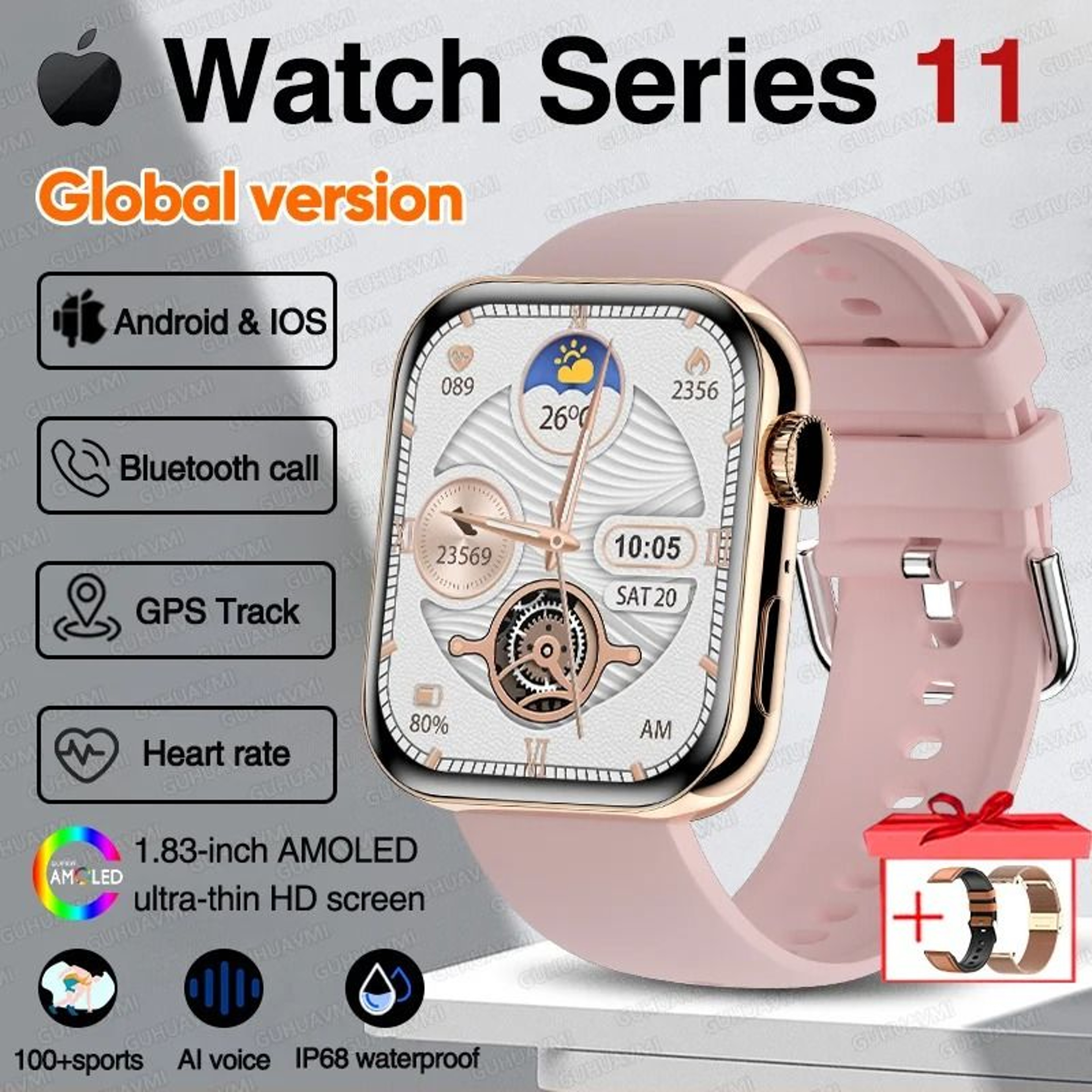 AMOLED Smartwatch With GPS And Bluetooth Calling Waterproof Fitness Tracker Smartwatch 9