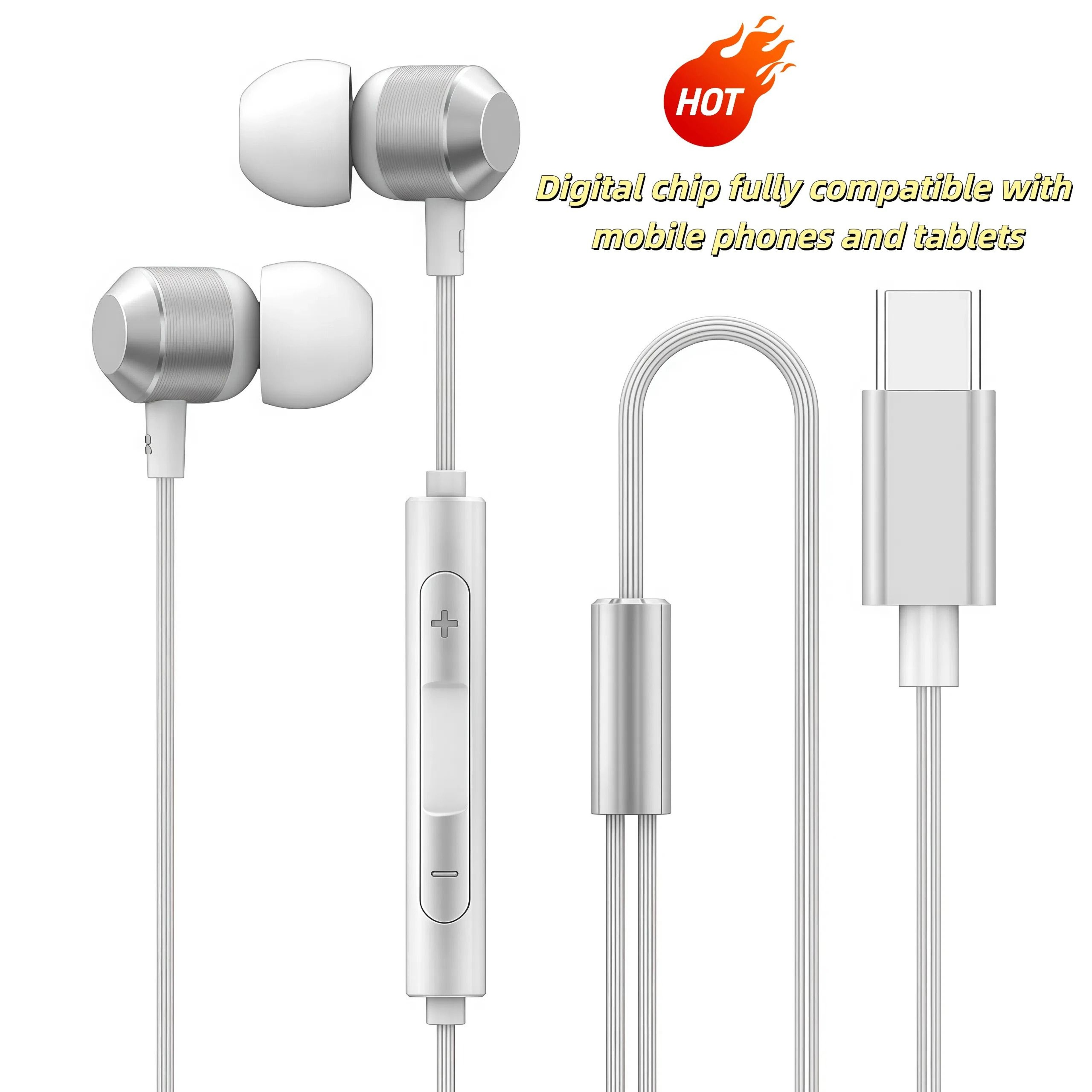 HiFi Type C Wired Earphones USB C Headphones With Digital Chip In Ear Wired Headset 2