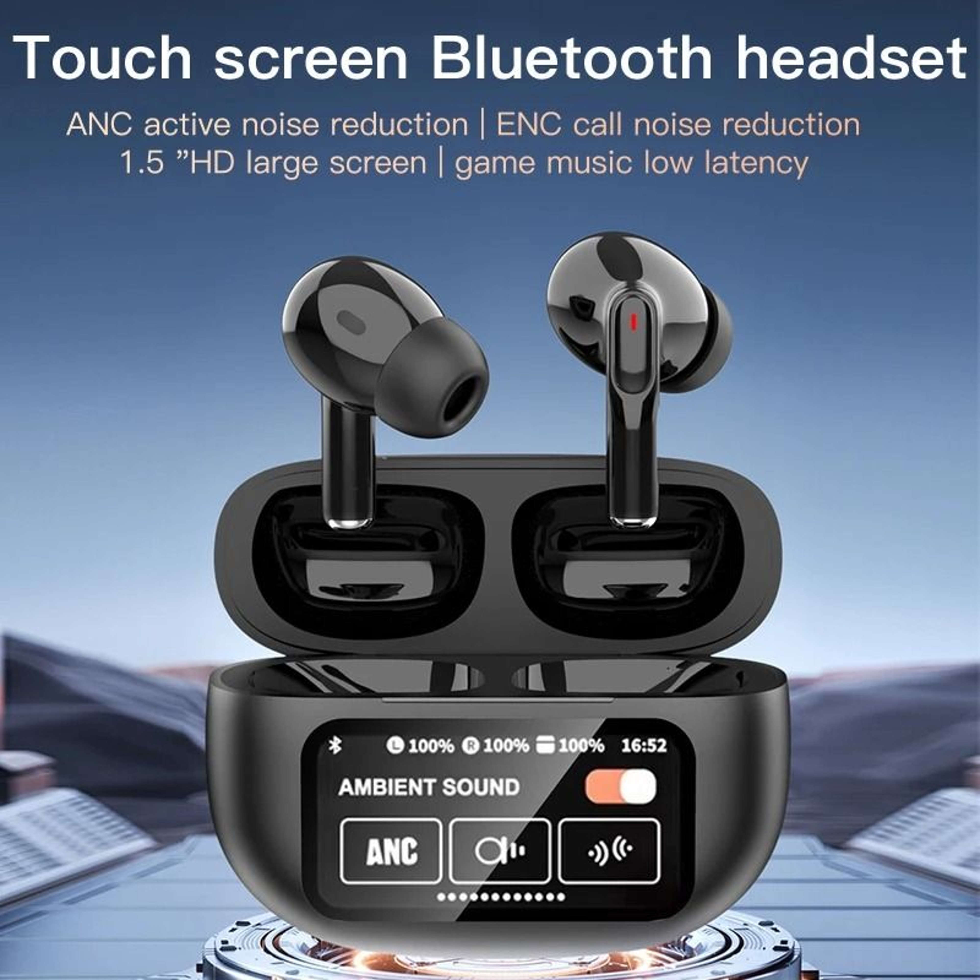 BT54 Wireless Earbuds With ANC ENC Touch Screen Case HiFi Stereo Gaming Earbuds 4