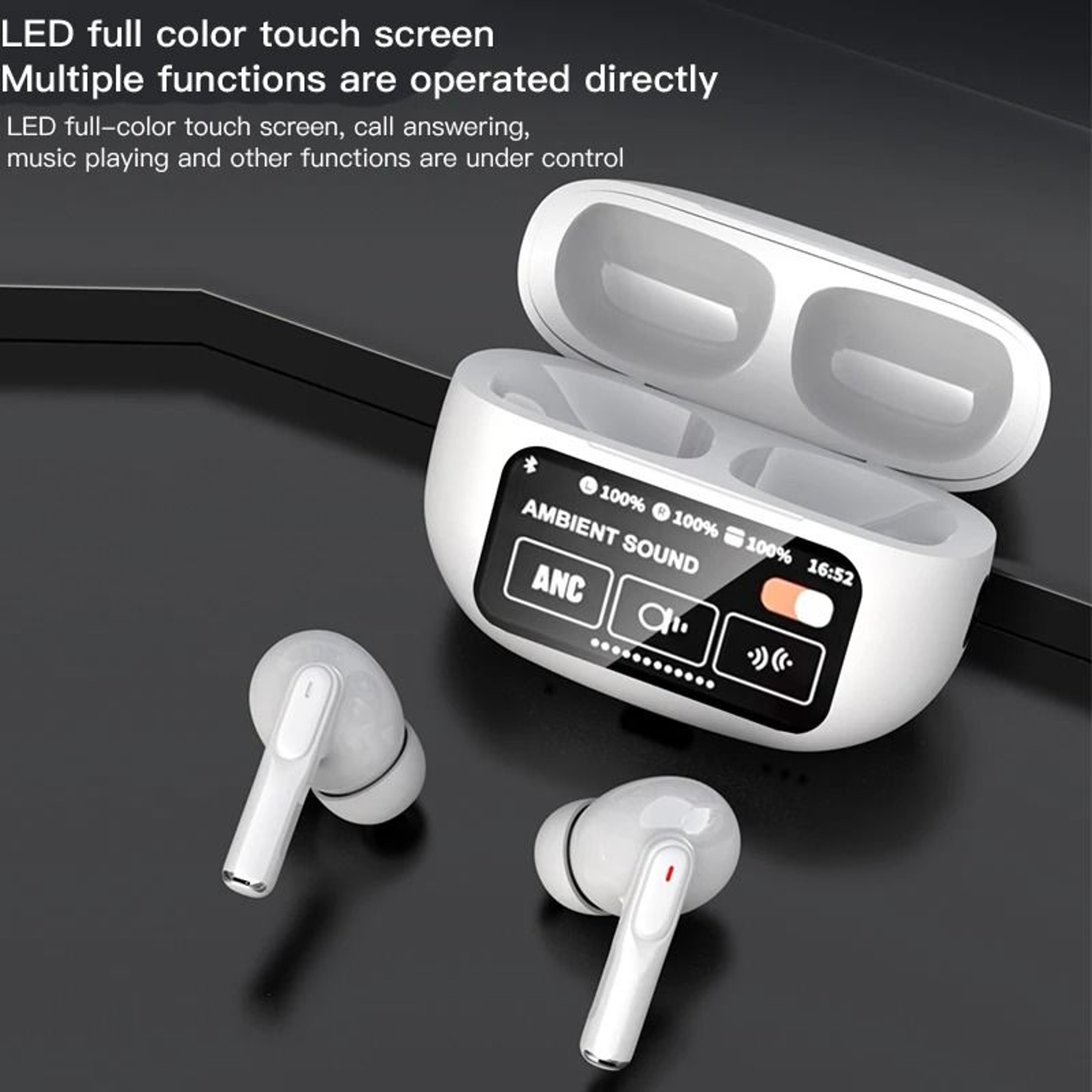 BT54 Wireless Earbuds With ANC ENC Touch Screen Case HiFi Stereo Gaming Earbuds 5