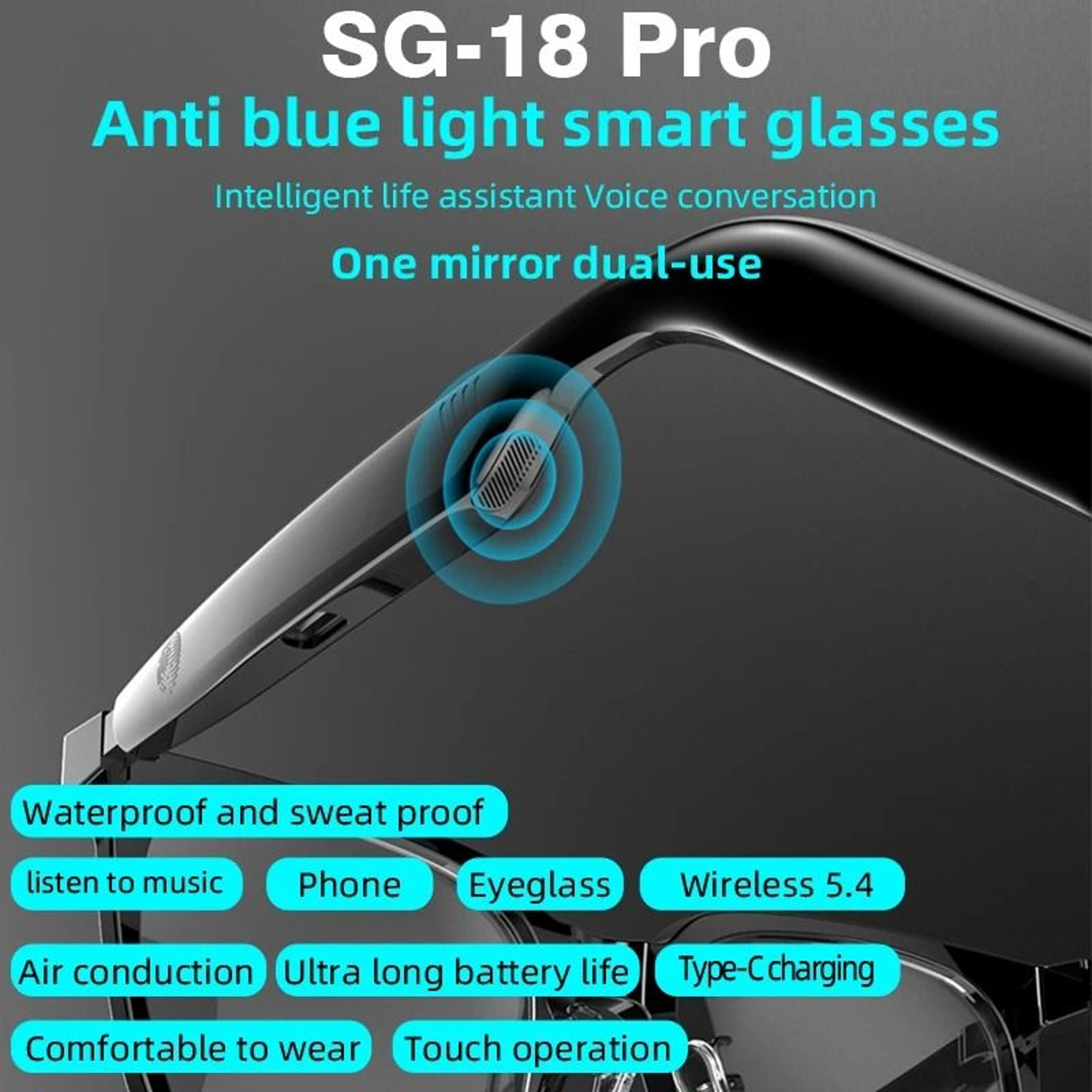 2 In 1 Smart Audio Glasses Bluetooth Sunglasses With Magnetic Lenses Wireless Audio Glasses 2