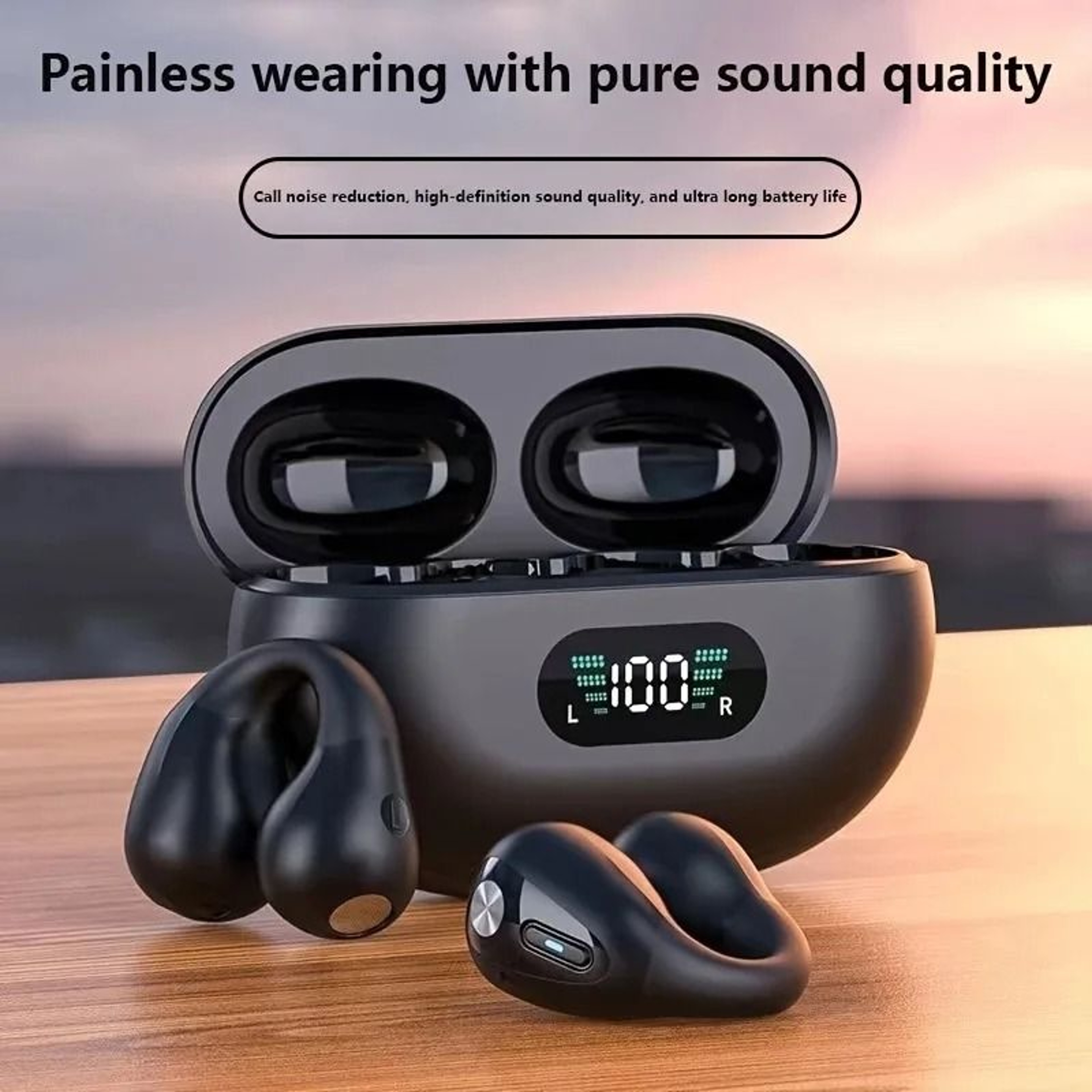 Clip On Wireless Earbuds ANC Bluetooth Mini Earphones With Digital Display For Sports 7
