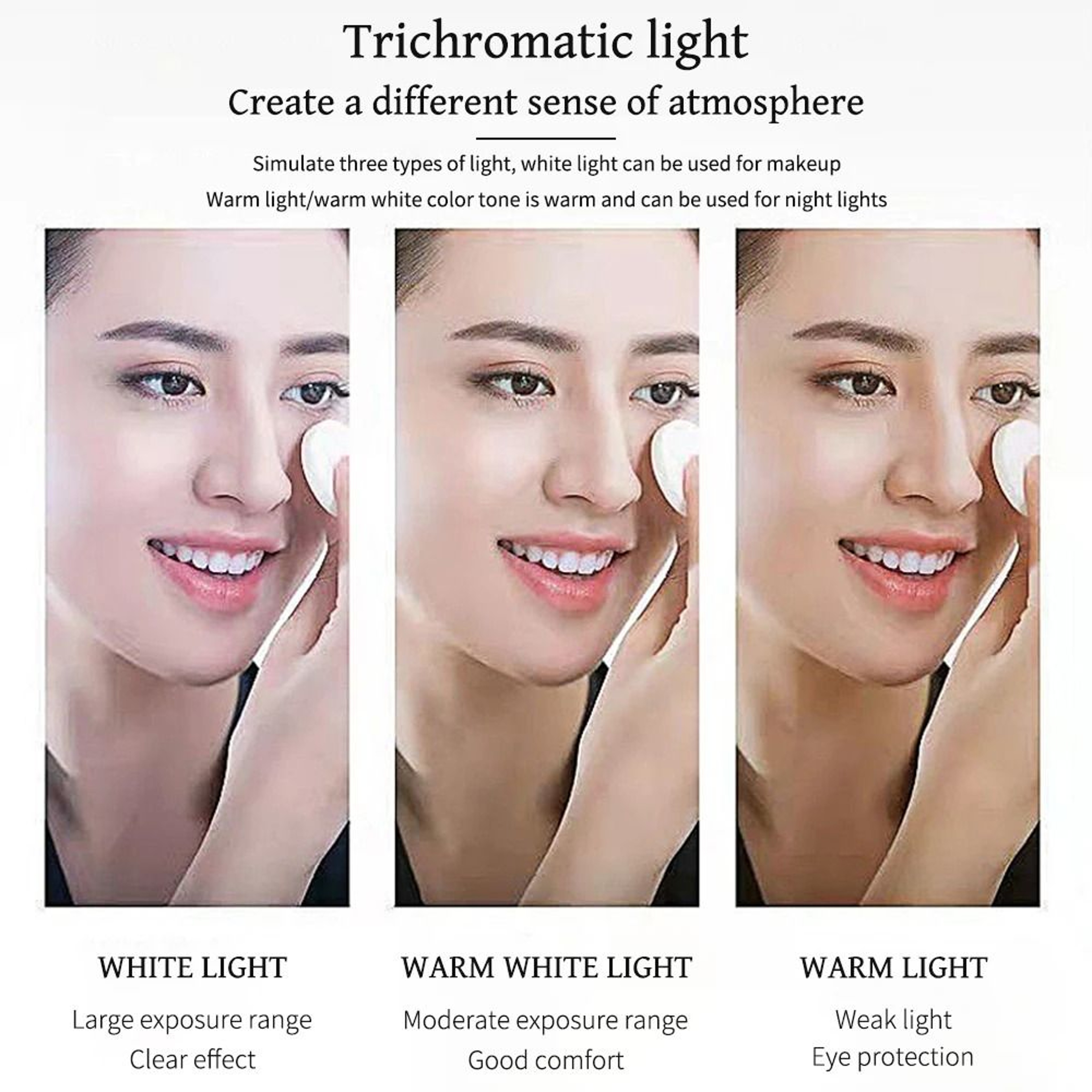 LED Vanity Lights Tricolor Dimmable Makeup Mirror Lighting 5