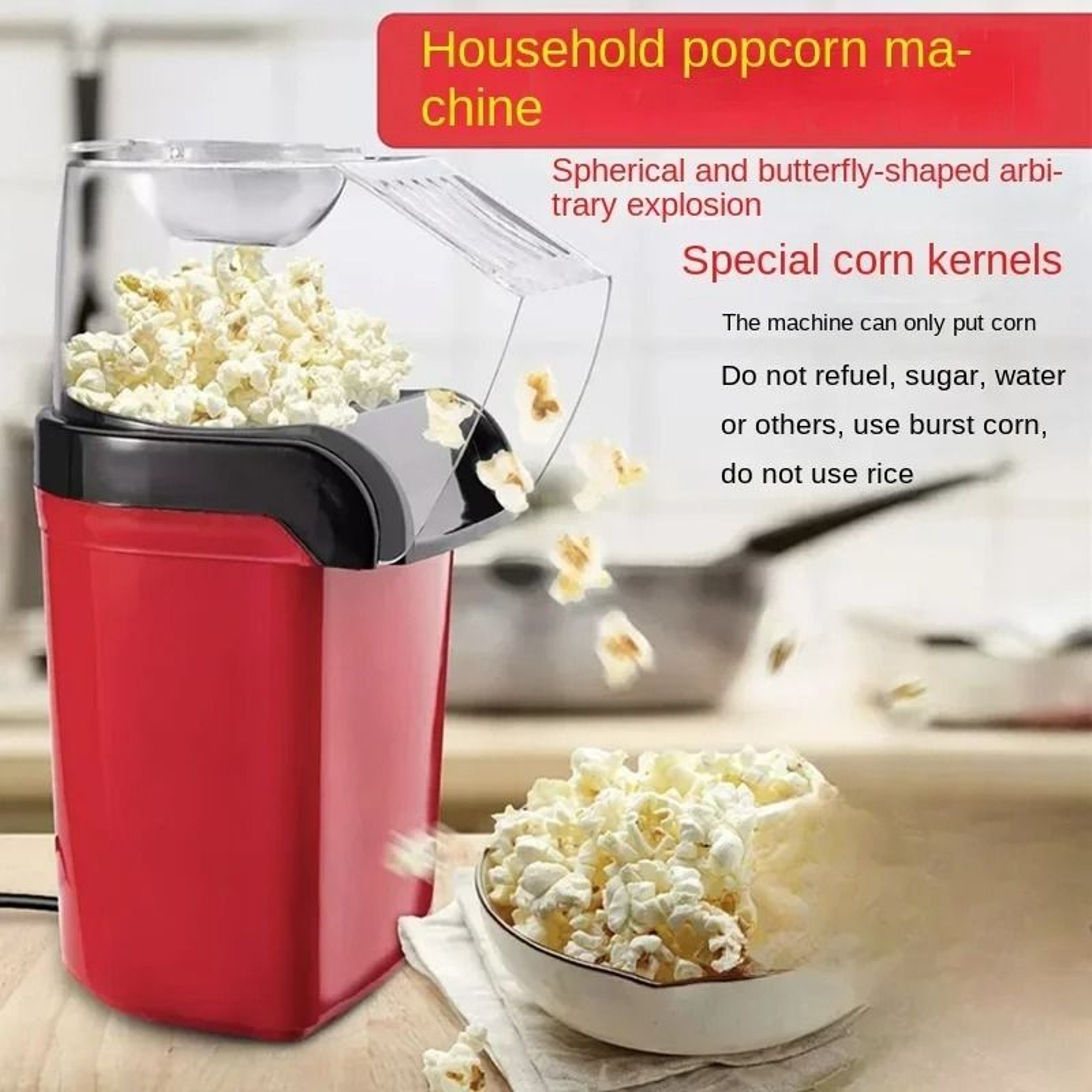 Electric Popcorn Maker Air Popcorn Popper Automatic Home Machine 5