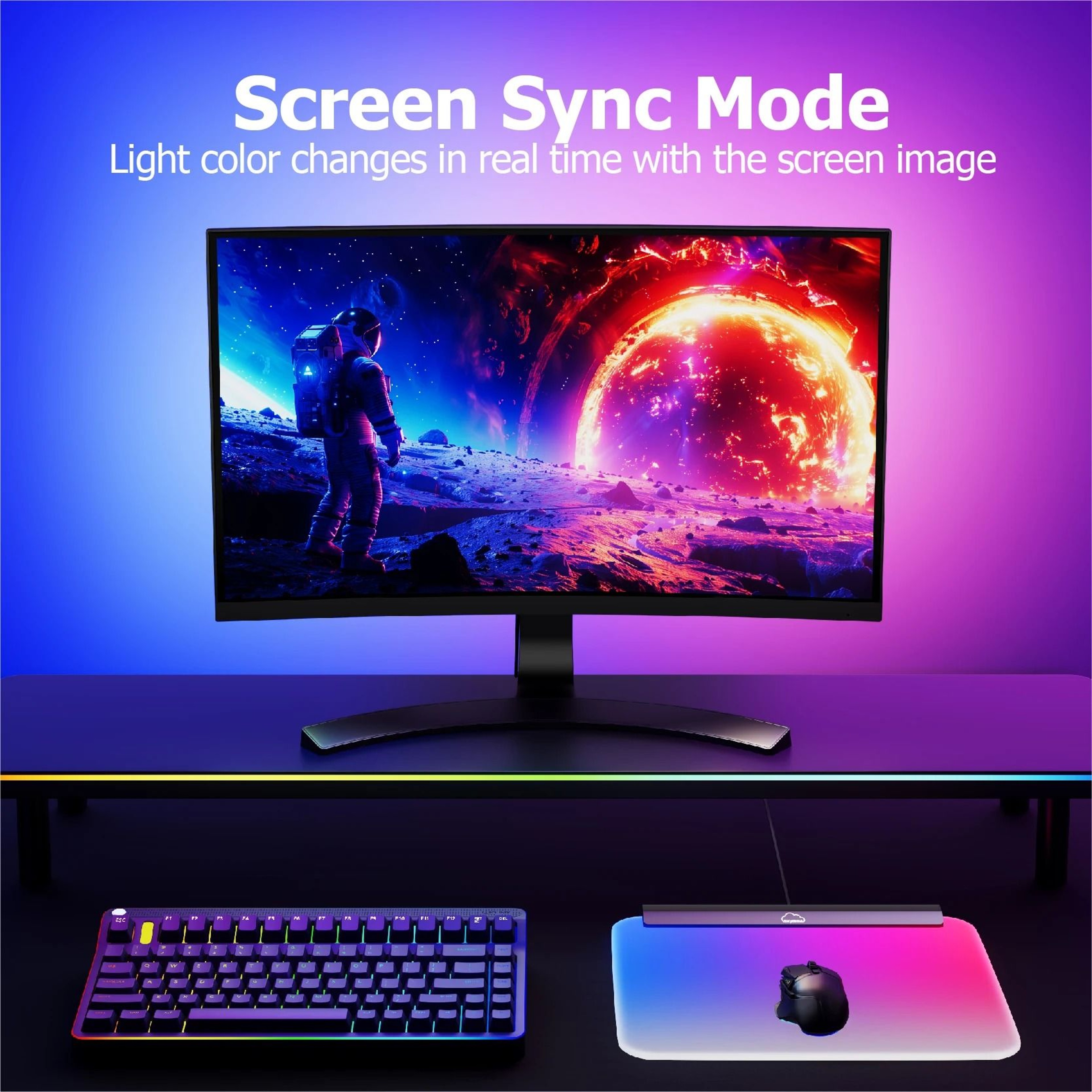 RGB Mouse Pad With LED Ambient Light Color Sync Gaming Desk Mat 4