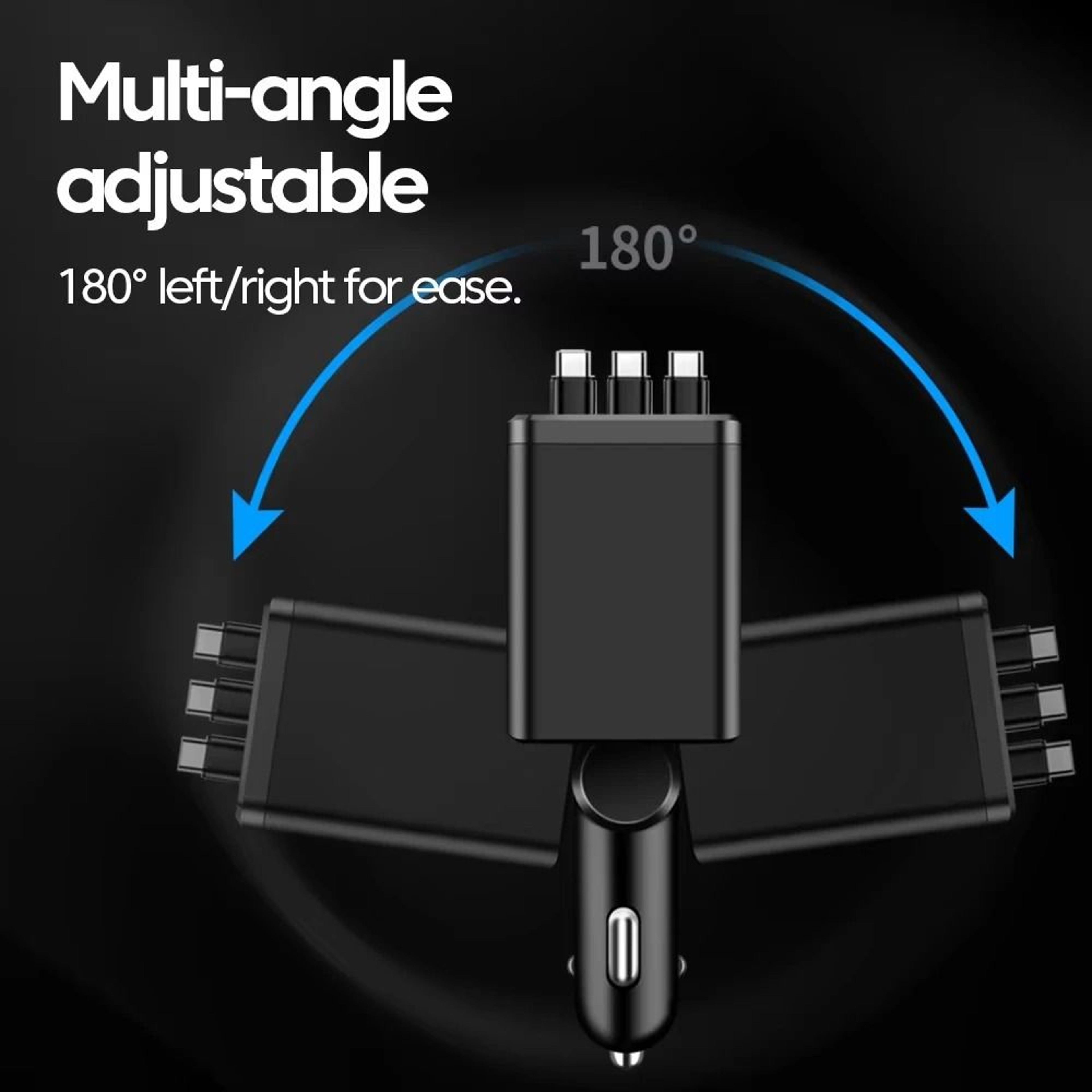 120W Retractable Car Charger Fast Charging USB C Multi Port Power Adapter 4